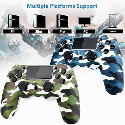 Vista 3 de SHEPUDRUC Wireless Controller for PS4, 2 Pack Remote Control Compatible with P4/Slim/Pro with Dual Vibration/Audio/Six-axis Motion Sensor/Game