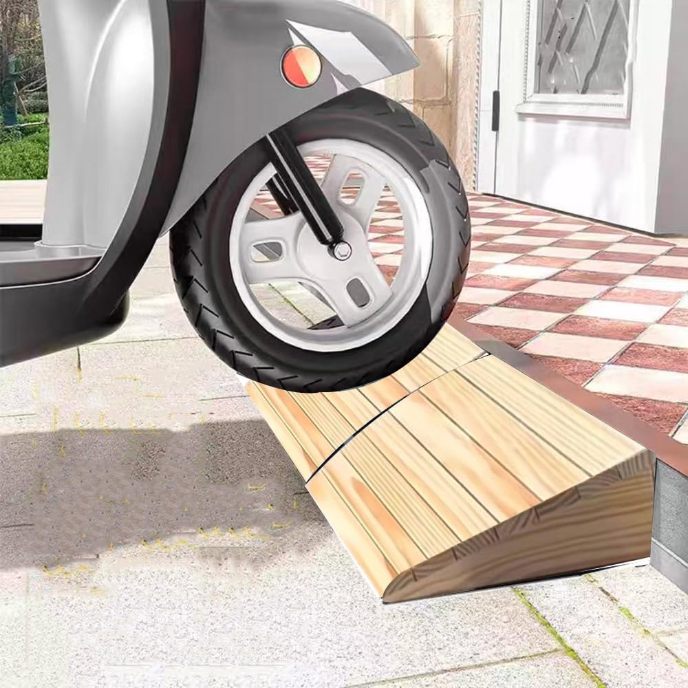Legno Rampe per Soglia Ingressi, Portatile Rampa di Marciapiede Sedie A Rotelle, Altezza 7-15cm, Leggere Rampe di Cordolo per Auto Moto Scooter(H 9cm/3.5")