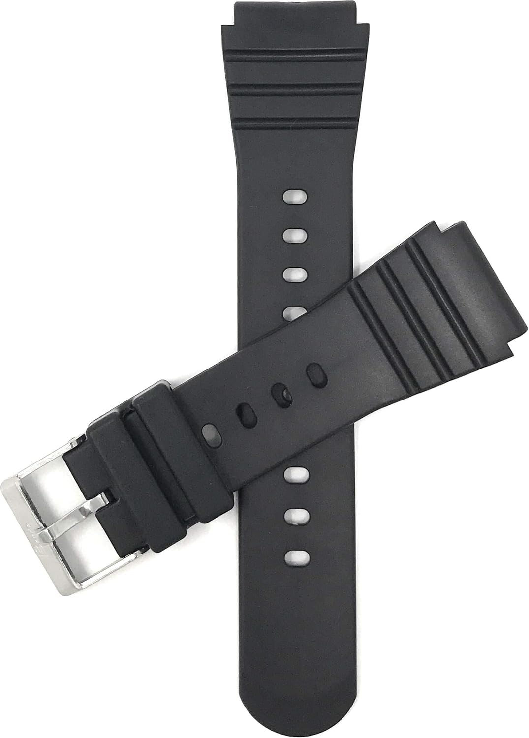 Bandini 22mm Rubber Watch Band, Mens Black Resin Rubber