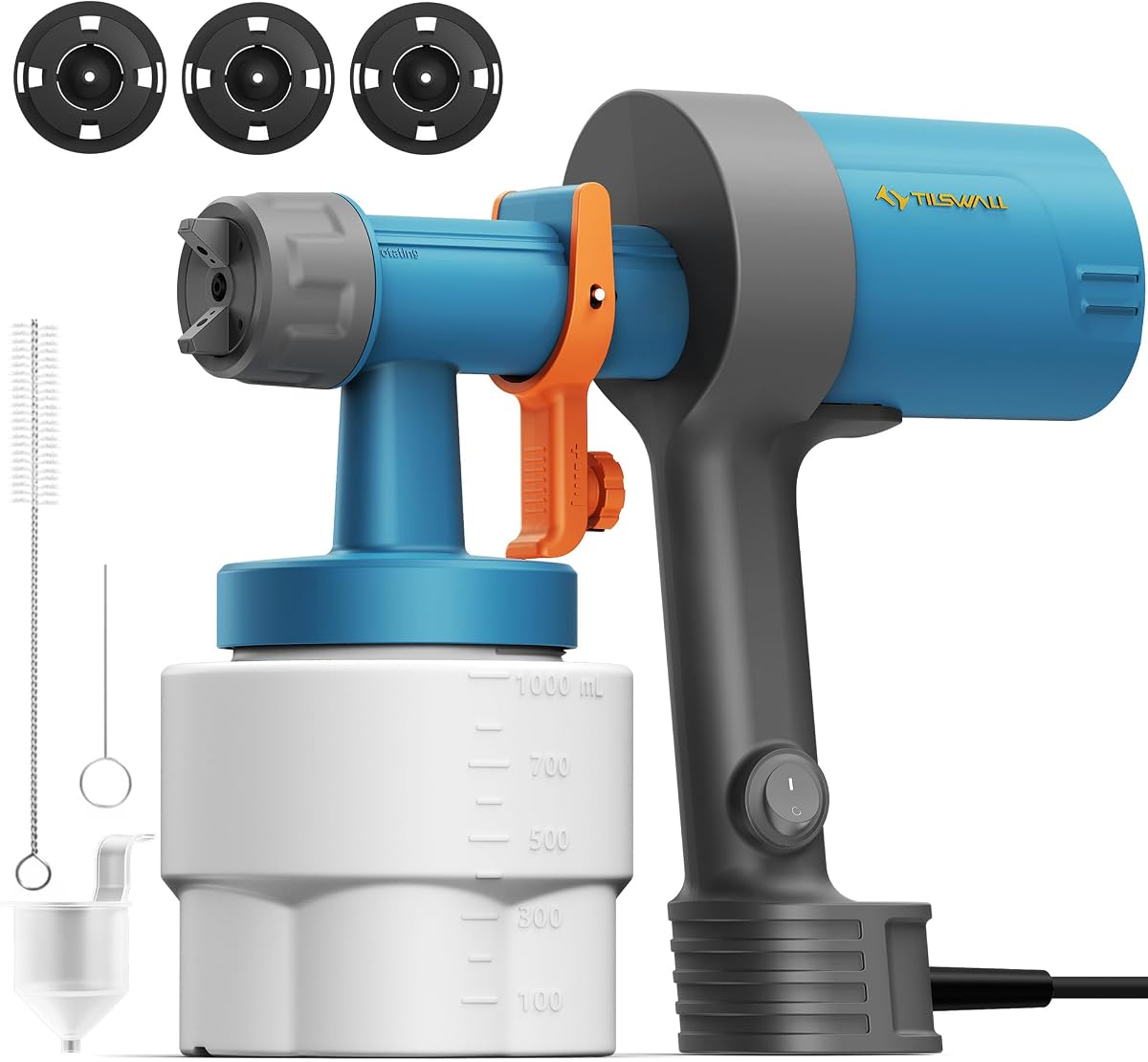 Tilswall HVLP Electric Paint Sprayer Shark600, Lighter Spray Gun, Blue