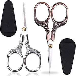 Small Sharp Scissors for Hair Cutting, Beard, Eyebrow, Nose, Facial Hair, Beauty | Sewing Trimming Scissors for Embroidery, Yarn Fabric, Thread, Craft & Crochet