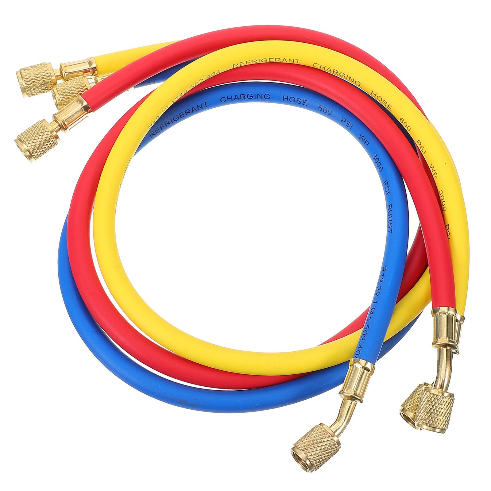 36 inch AC Charging Hose HVAC Refrigerant R12 R22 R404 R502 R134A Car Air Conditioning Refrigeration Tube 3000-600 PSI Standard 1/4" SAE Hose Gauge Hose With Fittings (Blue)