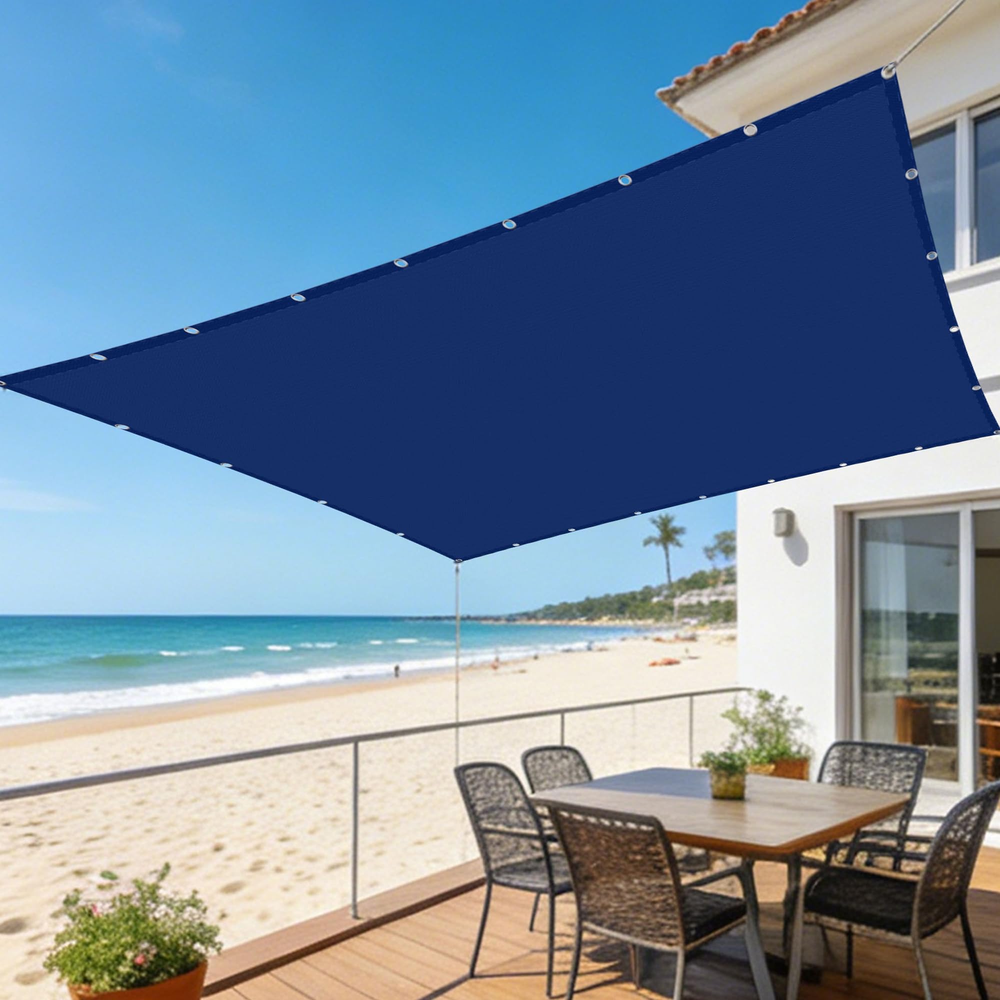 Voile ombrage rectangulaire bleu foncé 2.5x4.5m pour un été serein au frais