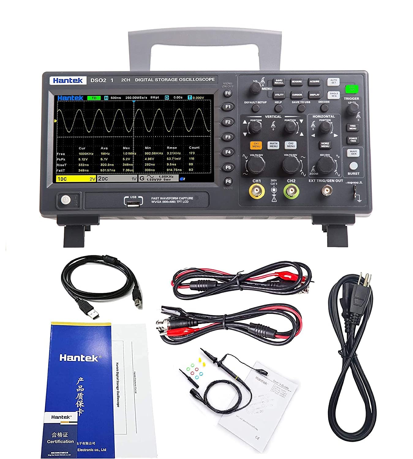 AJITEK Hantek DSO2D10 Digital Storage Oscilloscope 2CH Dual Channel 100MHz Bandwidth with Built-in 1CH 5MHz Waveform Generator (B09539FT1S) Amazon Price History, Amazon Price Tracker