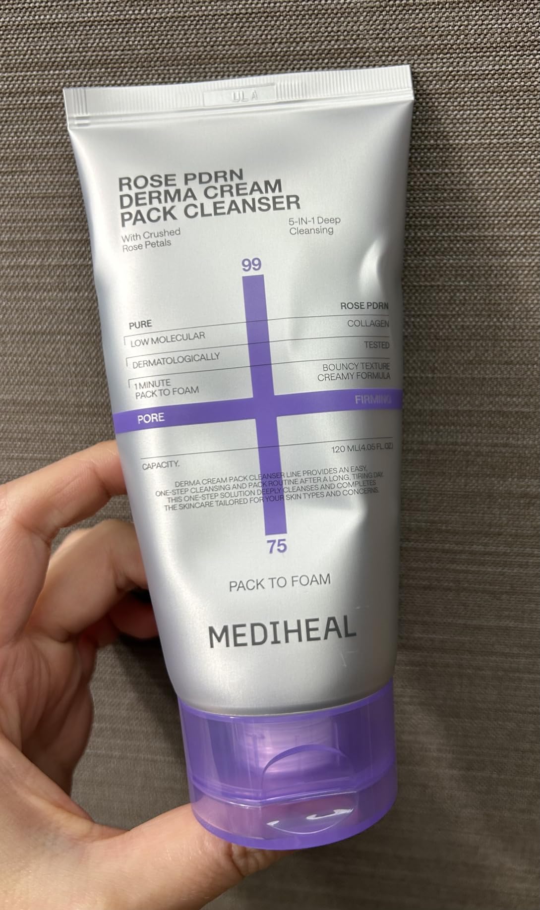 Mediheal Derma Cream Pack Cleanser [Rose PDRN] - 1 Minute Mask to Foam Cleanser - Deep Cleansing Effect - Deep Pore Purifying & Smooth Texture Care - Hydrating & Non-Irritating Formula (4.06 fl. oz.)