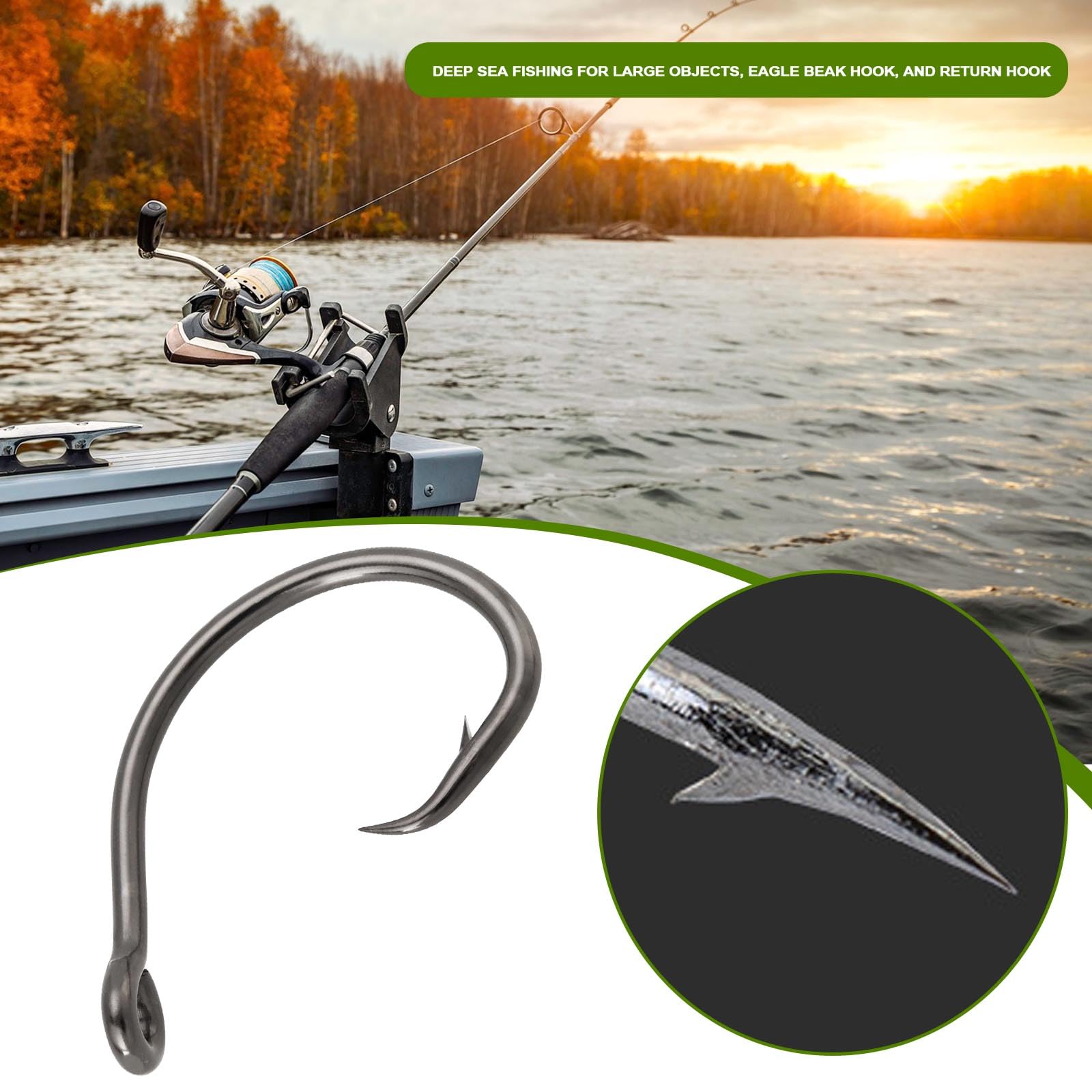 ECSiNG 10Pcs Fishing Hooks 12/0 Circle Hooks Saltwater Fishing Hooks Big Game Hook for Tuna Halibut Bass Cod Black Nickle Coating - Image 2