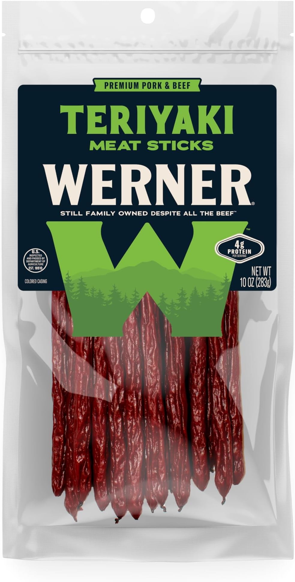 Teriyaki Meat Sticks - 14 Count (9") Bulk Meat Sticks, 10 Ounce Resealable Bag