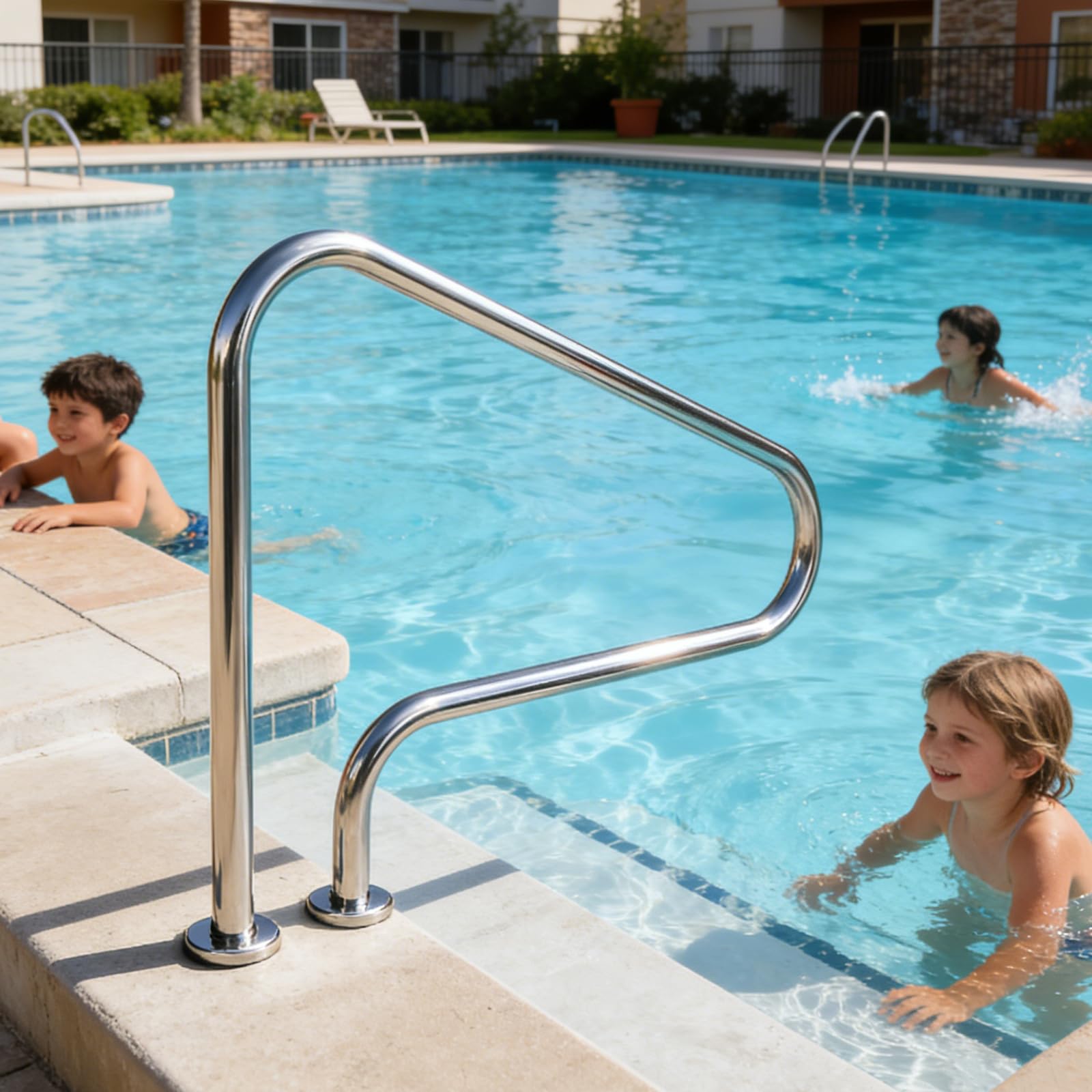 Swimming Pool Handrail aus 304 Edelstahl, 125x80cm Pool Handlauf Schwimmbad-Handlauf mit 250 lbs Tragkraft, Sicherheitsgriff für Einbaupool Spa Wasserpark, einfache Montage, 1 Pack