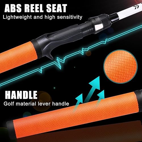 Miniatura 6 de Sougayilang Combo de caña de pescar y carrete, caña de pescar mediana con carrete de fundición, combo de baitcaster, mango de superpolímero
