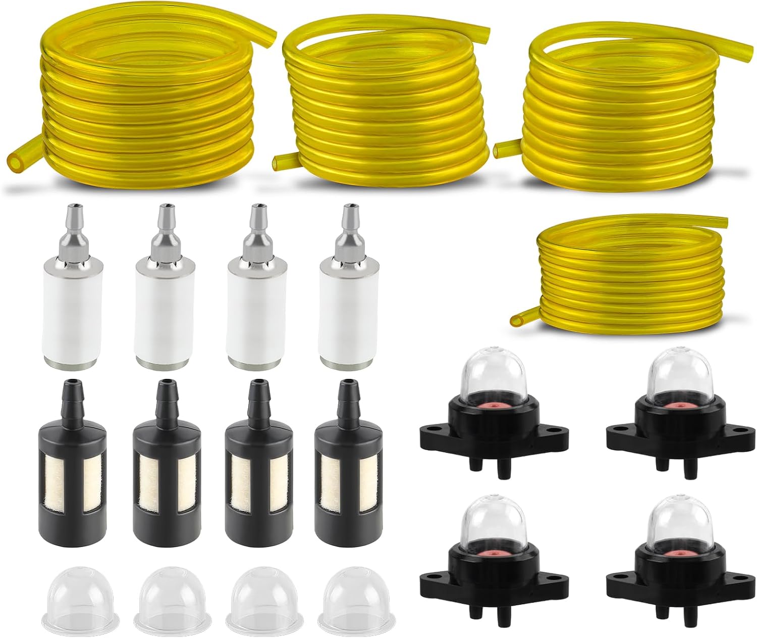 5 Feet Fuel Lines Hose with W-albro 188-512-1 ZAMA 0057003 Primer Bulb and 530095646 Fuel Filter for Chainsaw String Trimmer Leaf Blower Lawnmower Common 2 Cycle Small Engine