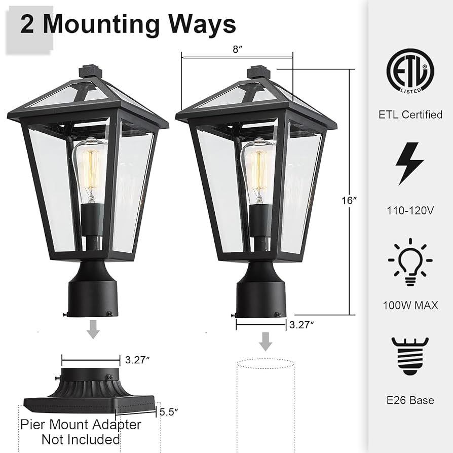 Luminzone Outdoor Post Light 7H1P-M BK : Amazon.ca: Tools