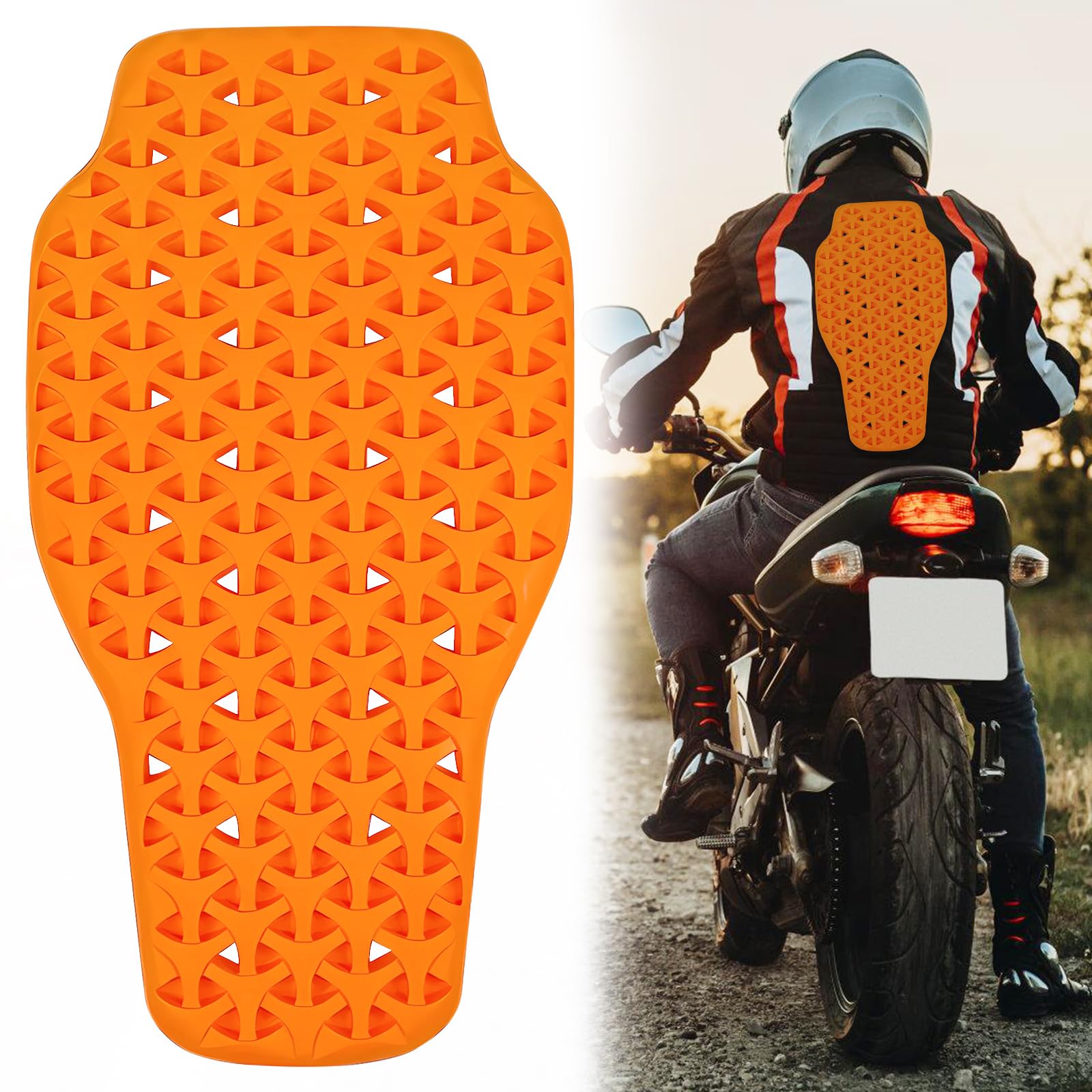 Protezioni per la schiena moto, protezione unisex per adulti, moto, sci, snowboard, 42 x 23 cm, arancione