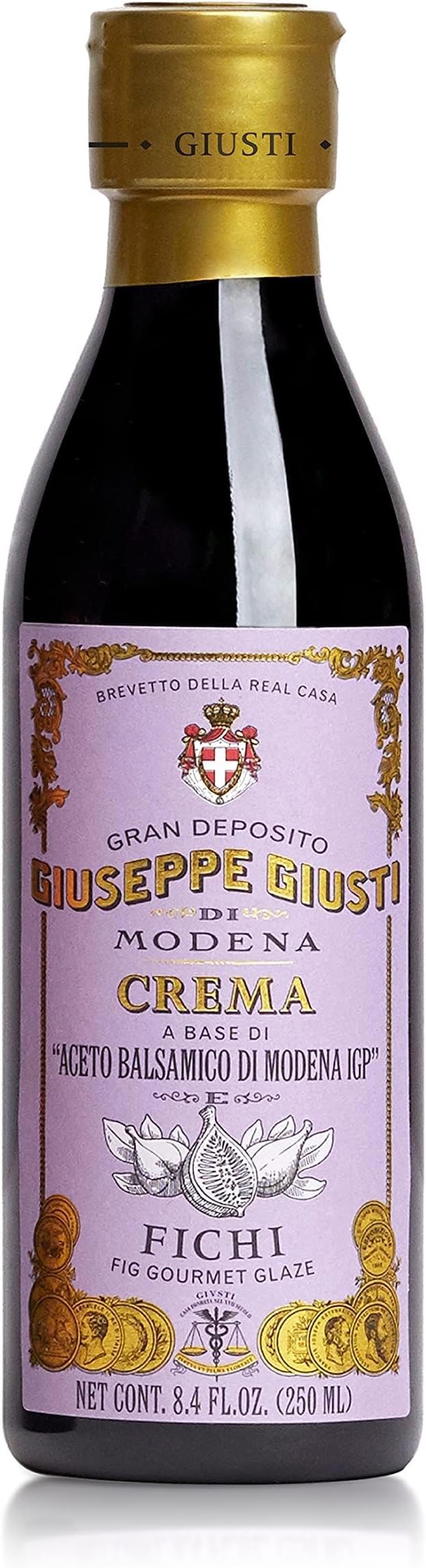 Fig Balsamic Glaze Based on Thick Balsamic Vinegar of Modena – Italian Gourmet Crema Reduction With Sweet Fig, Rich & Tangy Drizzle for Cheese, Meat & Salads - 8.45 fl oz (250 ml) - Pack of 1
