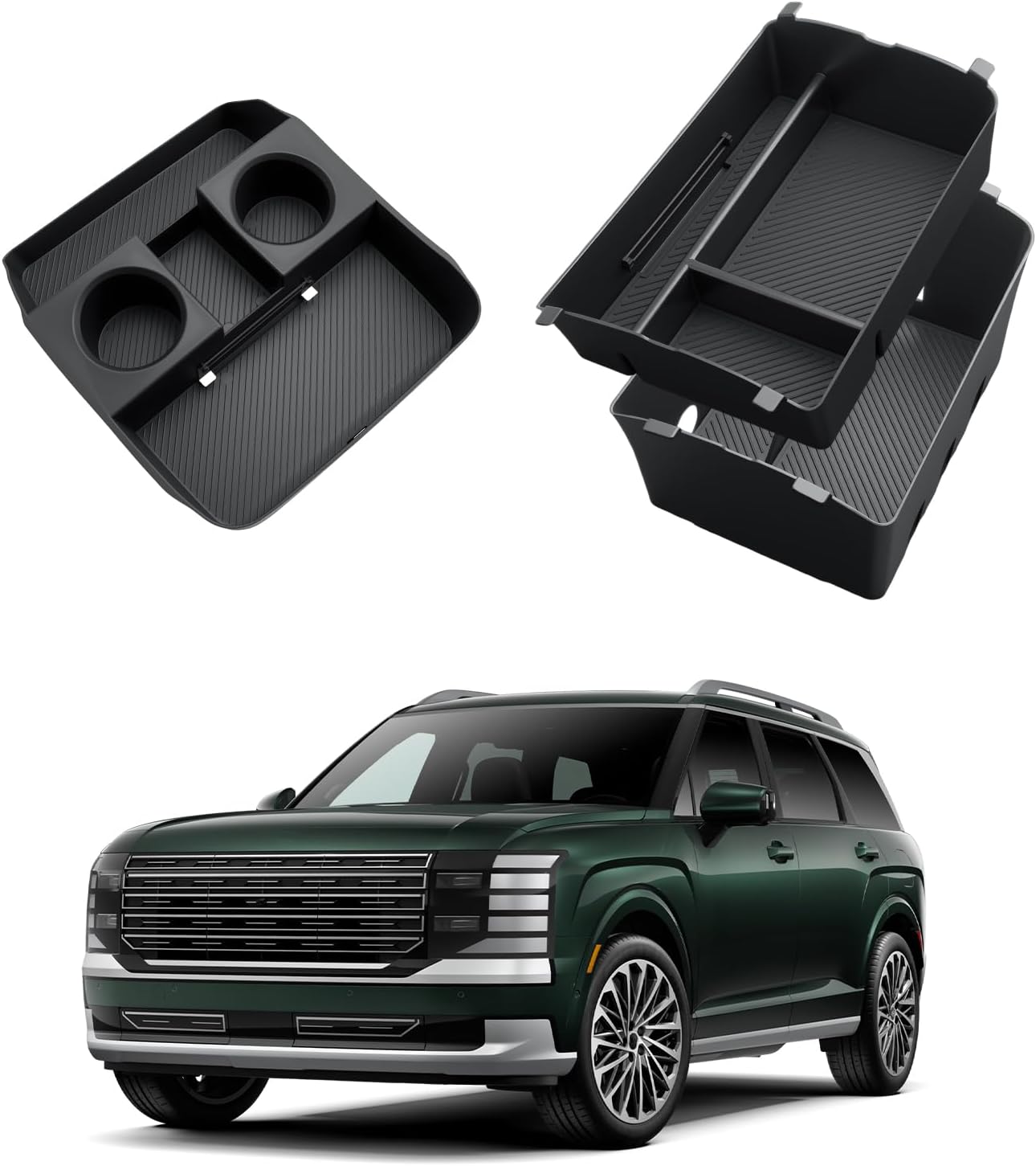 ECOZEN 2026 Palisade Center Console Organizer - 2 Pcs Double-Layer Center Console Organizer + Lower Center Console Tray For 2026 Hyundai Palisade/Palisade Hybrid - Only Fit Palisade Calligraphy Trim