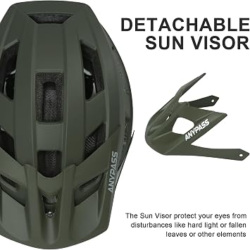 Bike Helmet Men Women, Lightweight MTB Cycle Helmet with Detachable Visor, Adjustable Mountain Road Bicycle Helmet with Dial Fit, Safety Certified Cycling Helmet for Adult Youth