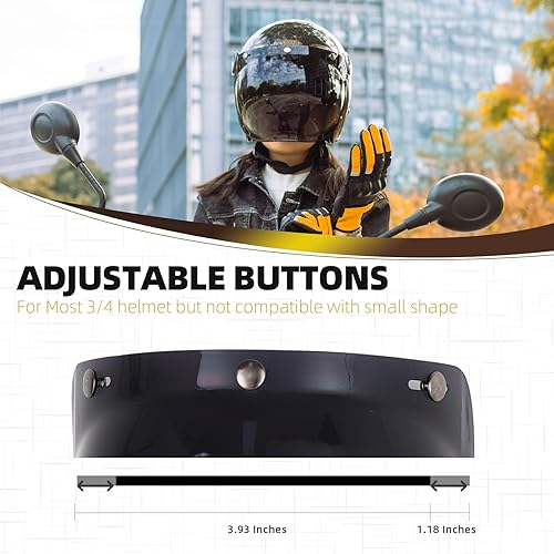Miniatura 4 de Adaptador de base abatible compatible con casco de motocicleta de 3 broches con visera de escudo de burbujas (negro)