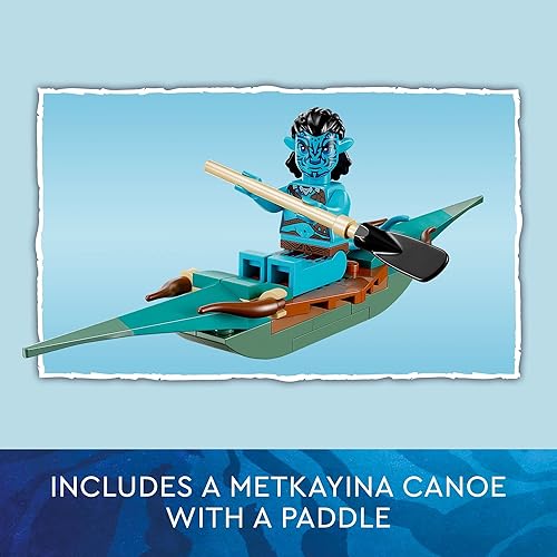 Miniatura 6 de Lego Avatar El Camino del Agua Metkayina Reef Home 75578, Conjunto de juguetes de construcción con pueblo, Canoa, escenas Pandora, Minifiguras