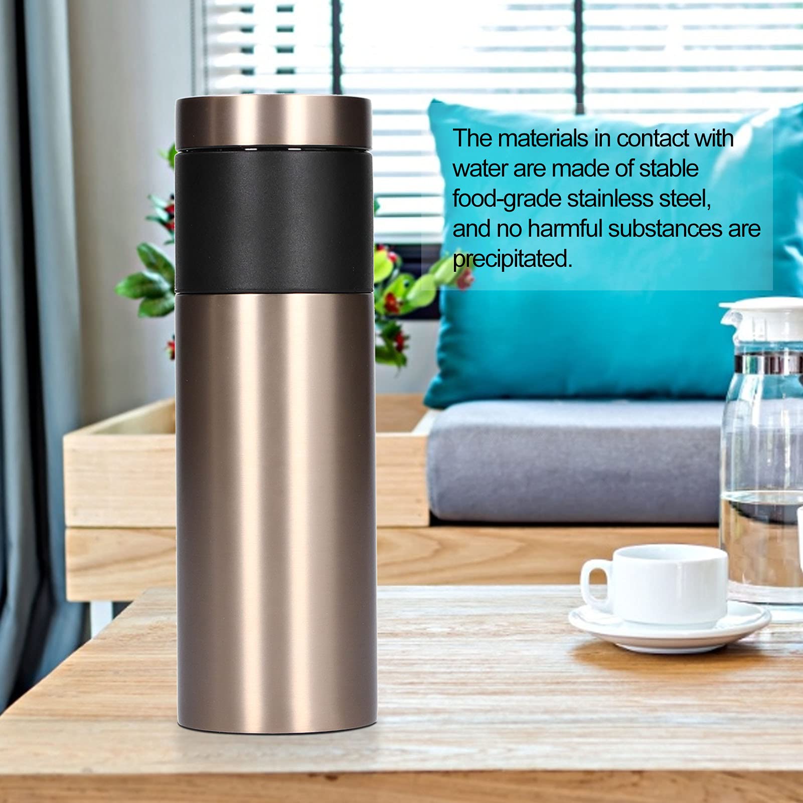 Taza de Vacío de Acero Inoxidable, Botella de Agua Térmica Duradera para Viajes Al Aire Libre, Tamaño Compacto de 330ml, Dorado