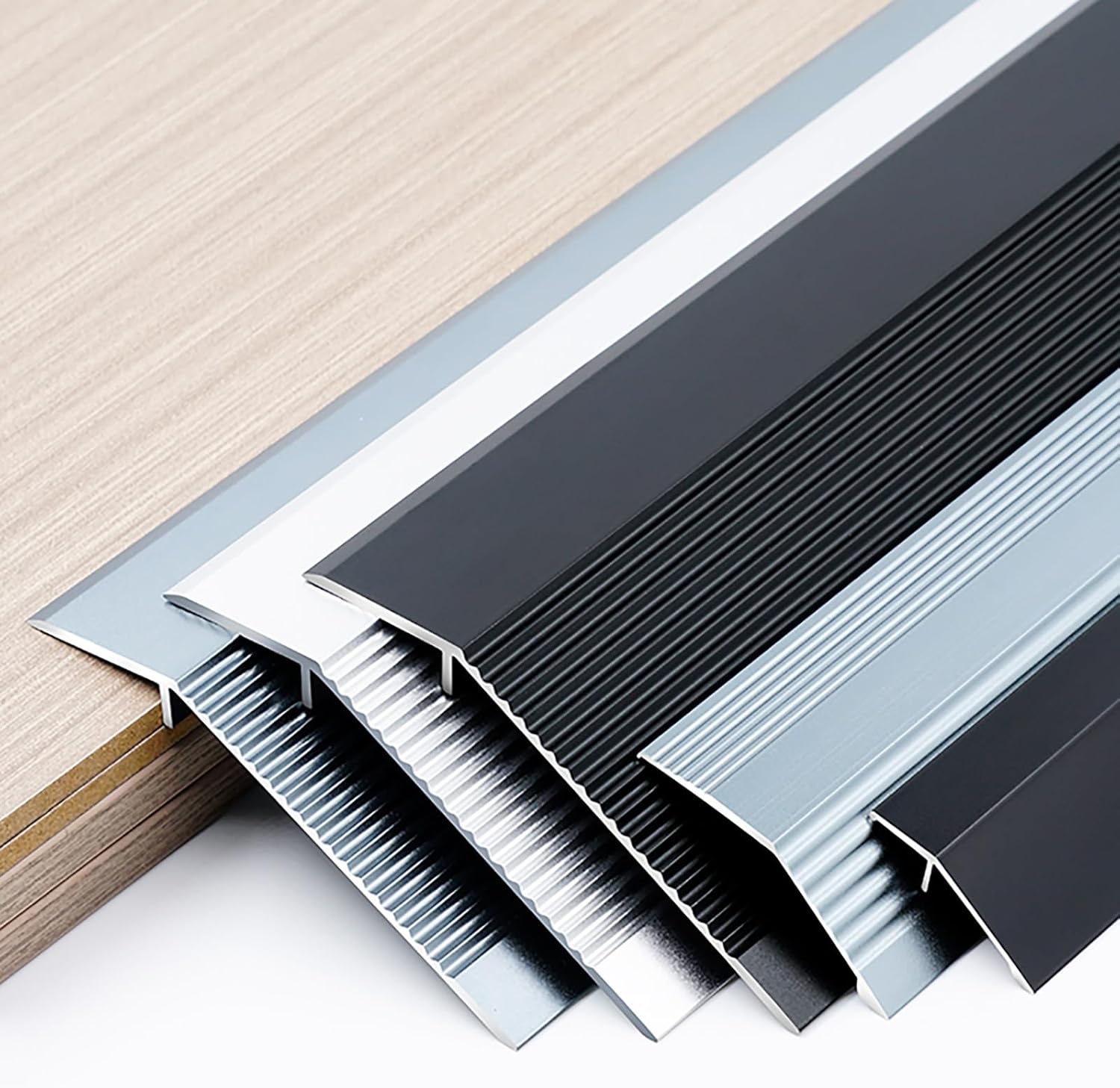 Matte Black Doorway Edge Trim for Wood Vinyl Floors,Extra Wide Metal