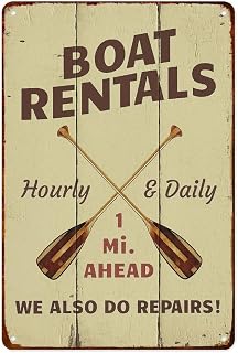 Boat Rentals Sign Lake Boat Vintage Metal Aluminum Signs Posters Wall Decor for Bedroom Bathroom Kitchen Bar Room Decoration 8x12 Inches
