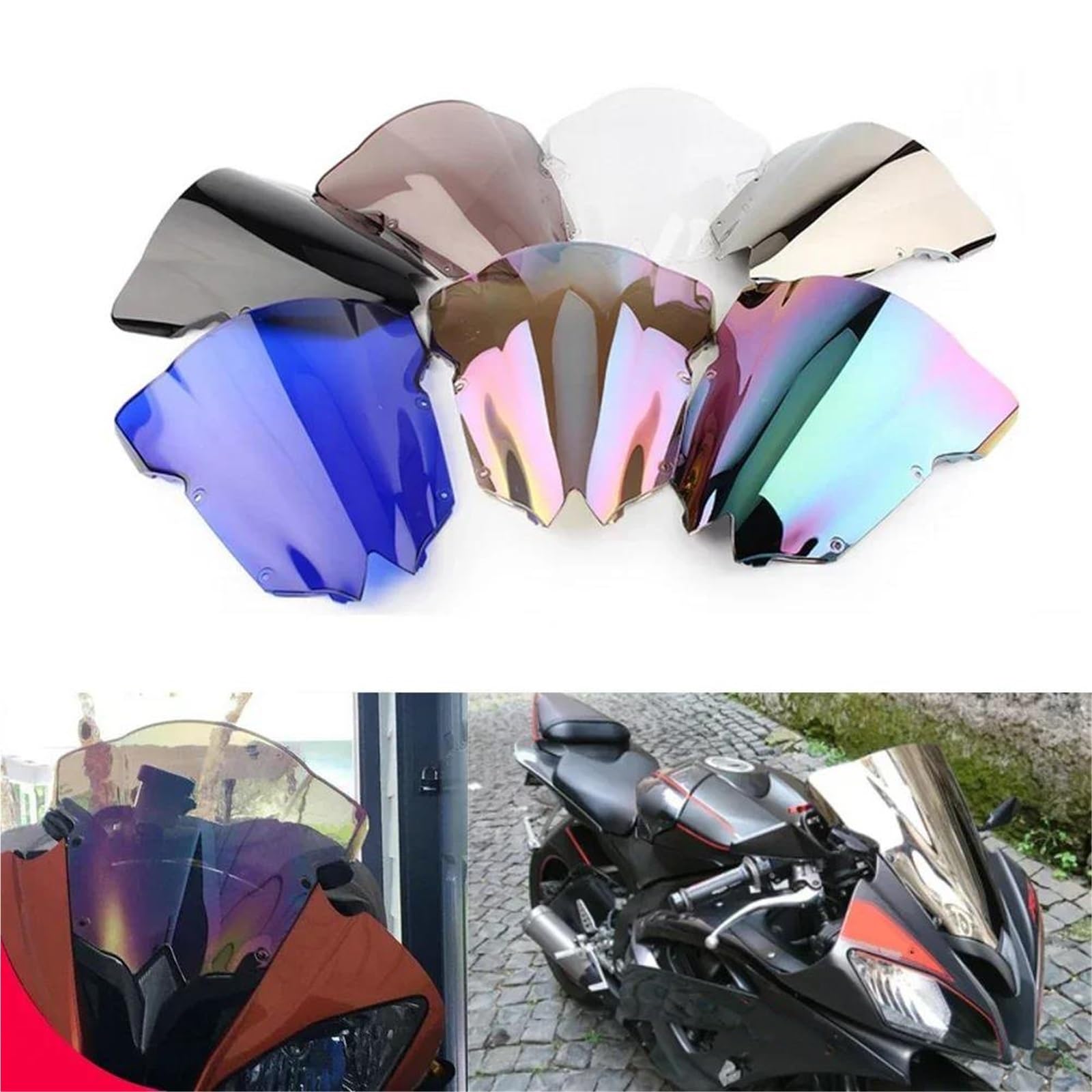 Parabrisas Doble Burbuja para Motocicleta, Deflectores Protectores para Yamaha YZF R6 600 2008-2016, Carenado Deflector Alerón para Moto(Claro)