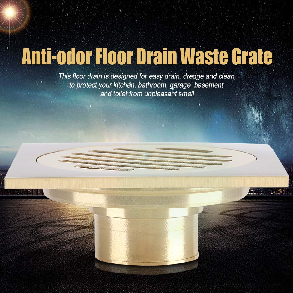 Siphon De Sol Carré en Laiton, Grille à Déchets de Douche Moderne pour la Maison, Fixation Durable et Efficace, Siphon de Sol de Salle de Bain et Cuisine