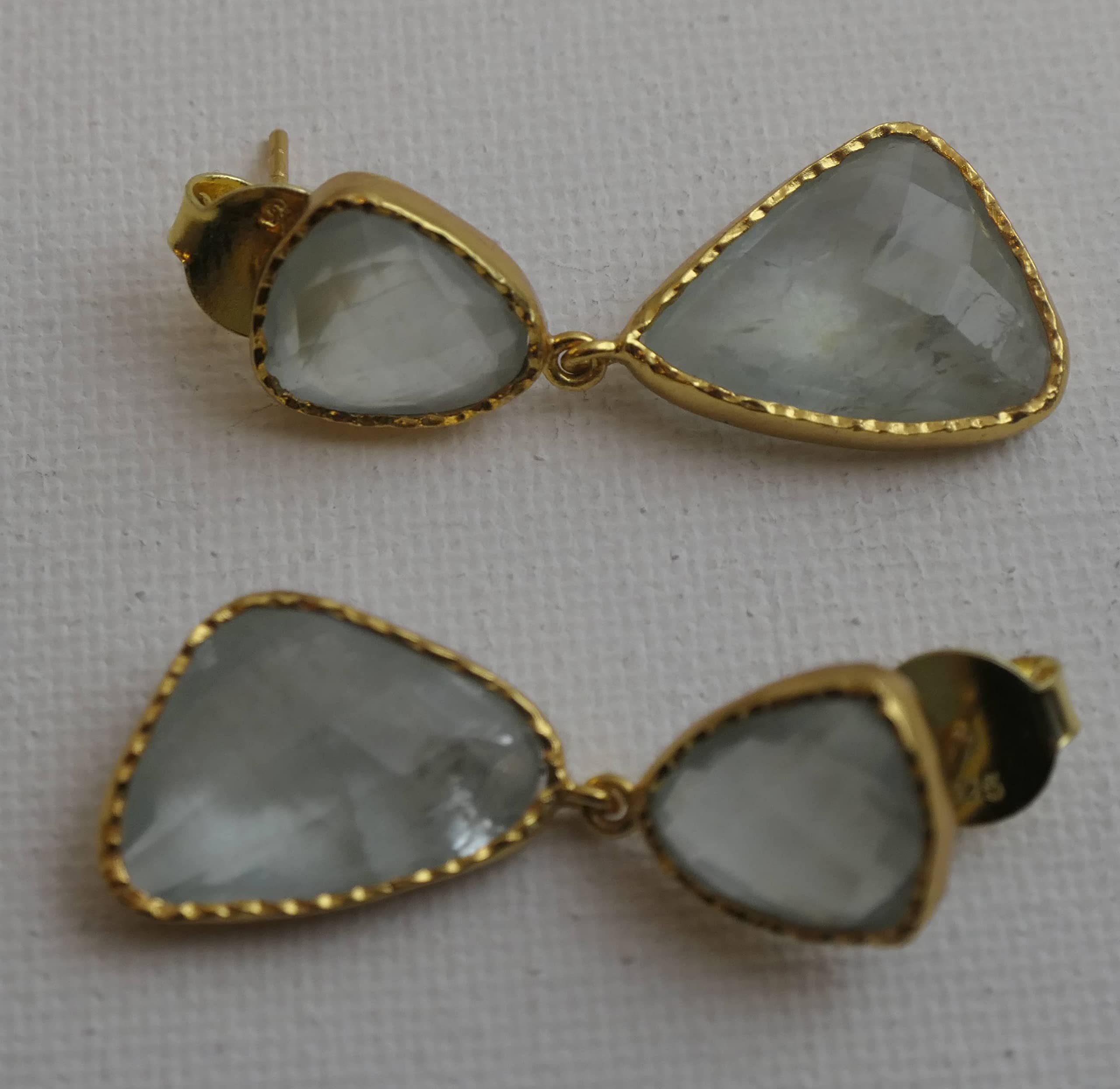 Pendientes de Plata 925 con Baño de Oro Aguamarina