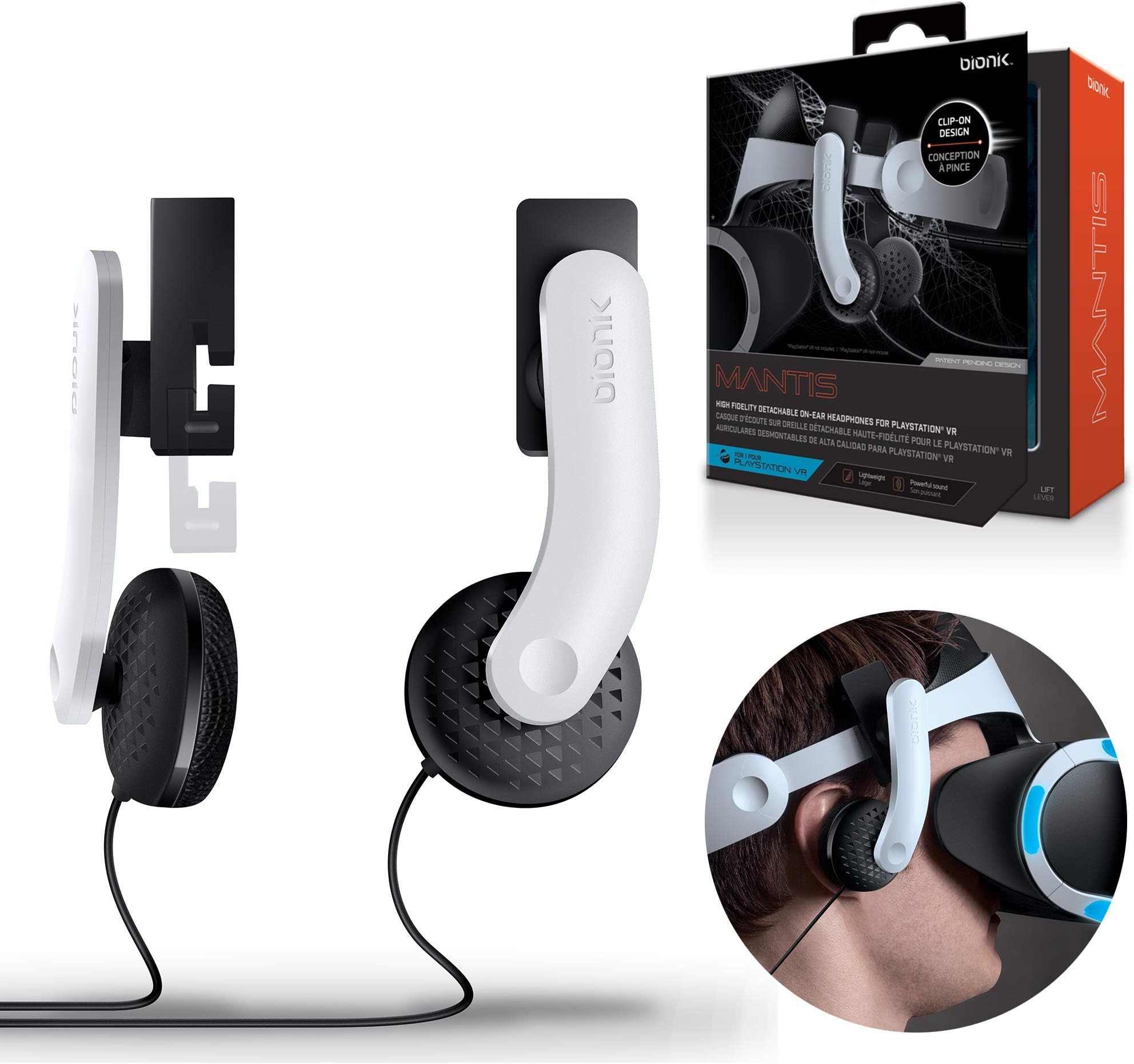 BIONIK BNK-9007Bionik Mantis Attachable VR Headphones: Compatible with PlayStation VR, Adjustable Design, Connects Directly to PSVR, Hi-Fi Sound, Sleek Design, Easy Installation,Black