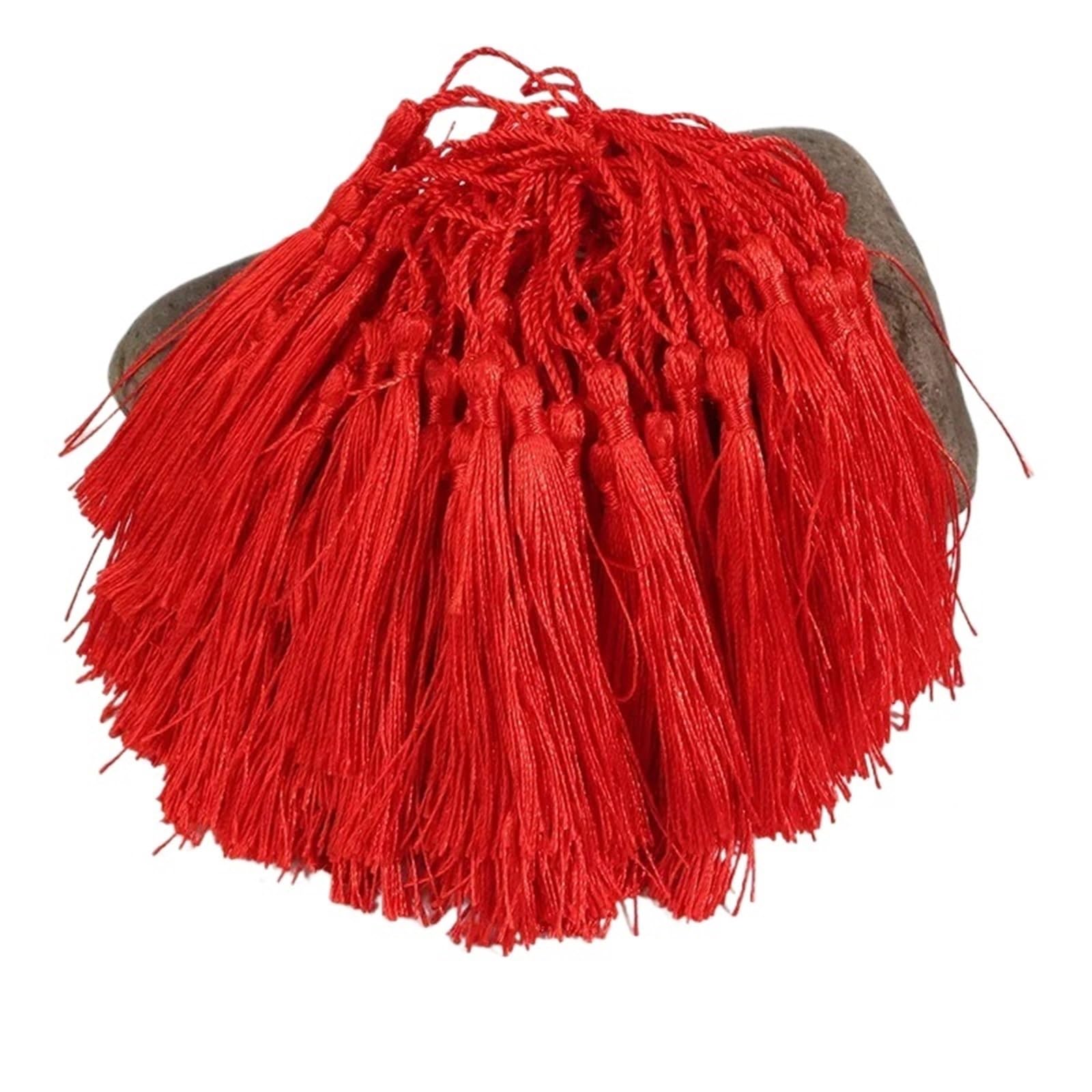 Mini Tassels 200Pcs 13cm Tassels Bookmark Tassels Silky Handmade Soft Craft Mini Tassels for Bookmarks Trim Fringe DIY Crafts Jewelry Making for Crafts(3A red)