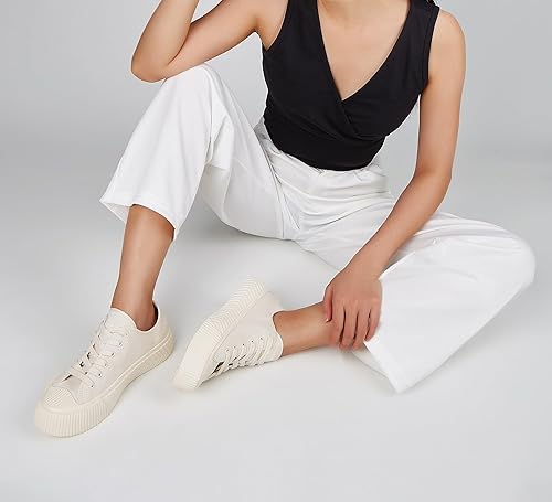 Miniatura 7 de LUCKY STEP Women 's Canvas Shoes Low Top Fashion Sneakers Lace-up Classic Casual Walking Shoes