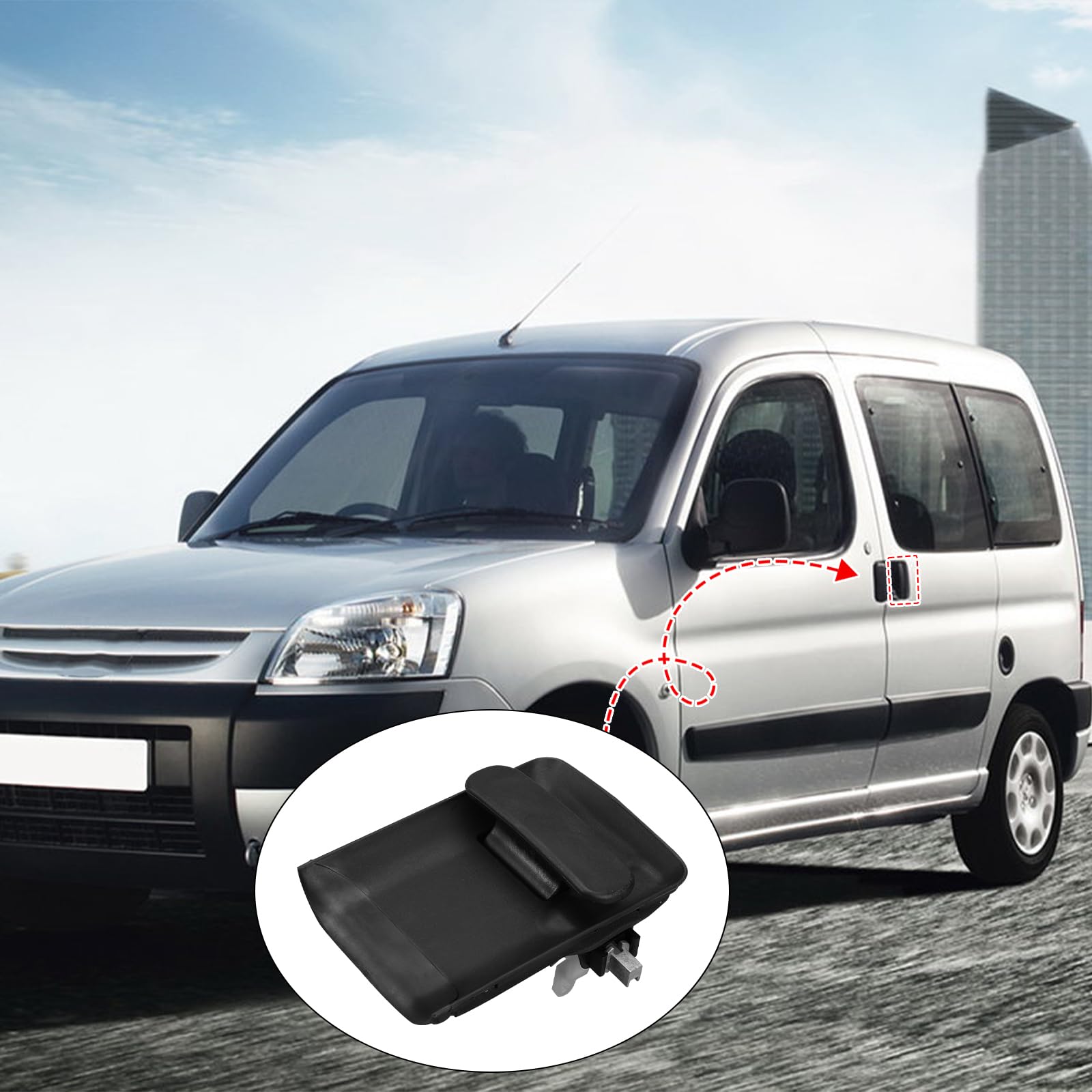 Poignée De Porte Latérale Avant Gauche Pour Citroën Berlingo / Peugeot Partner - Réf. 9101Q7 - Noir Storm