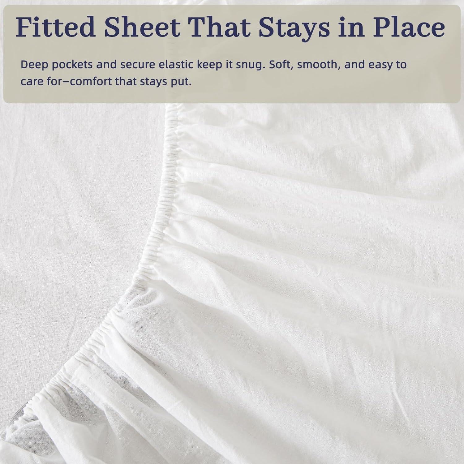 Cotton Sateen Fitted Sheet, Deep Pocket with Silicone Grip, Color-Banded Corners, Smooth & Comfortable, by DUVVÉ (Queen)