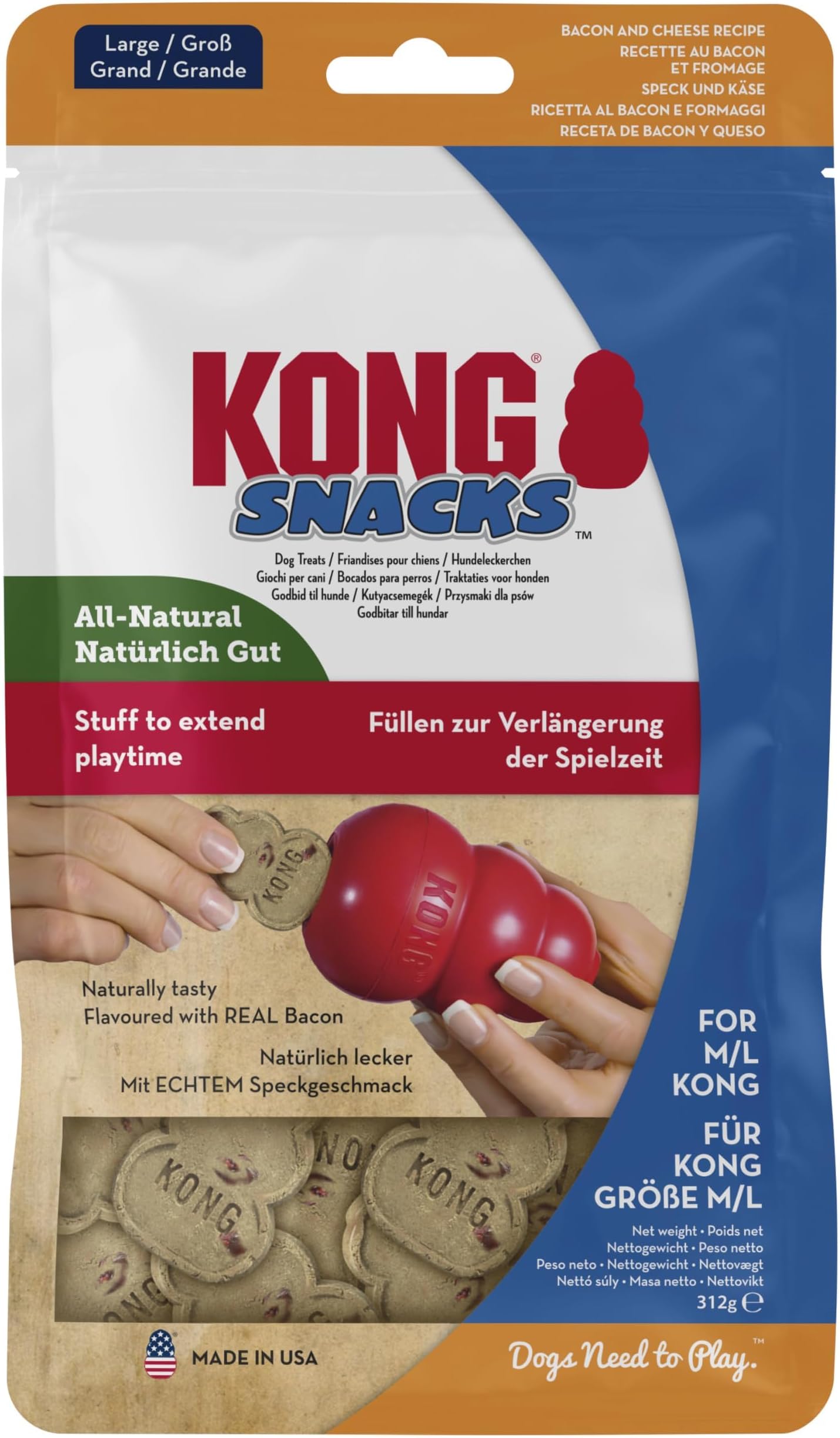 KONG Snacks Bacon & Cheese Biscuits, For Large KONG Toys