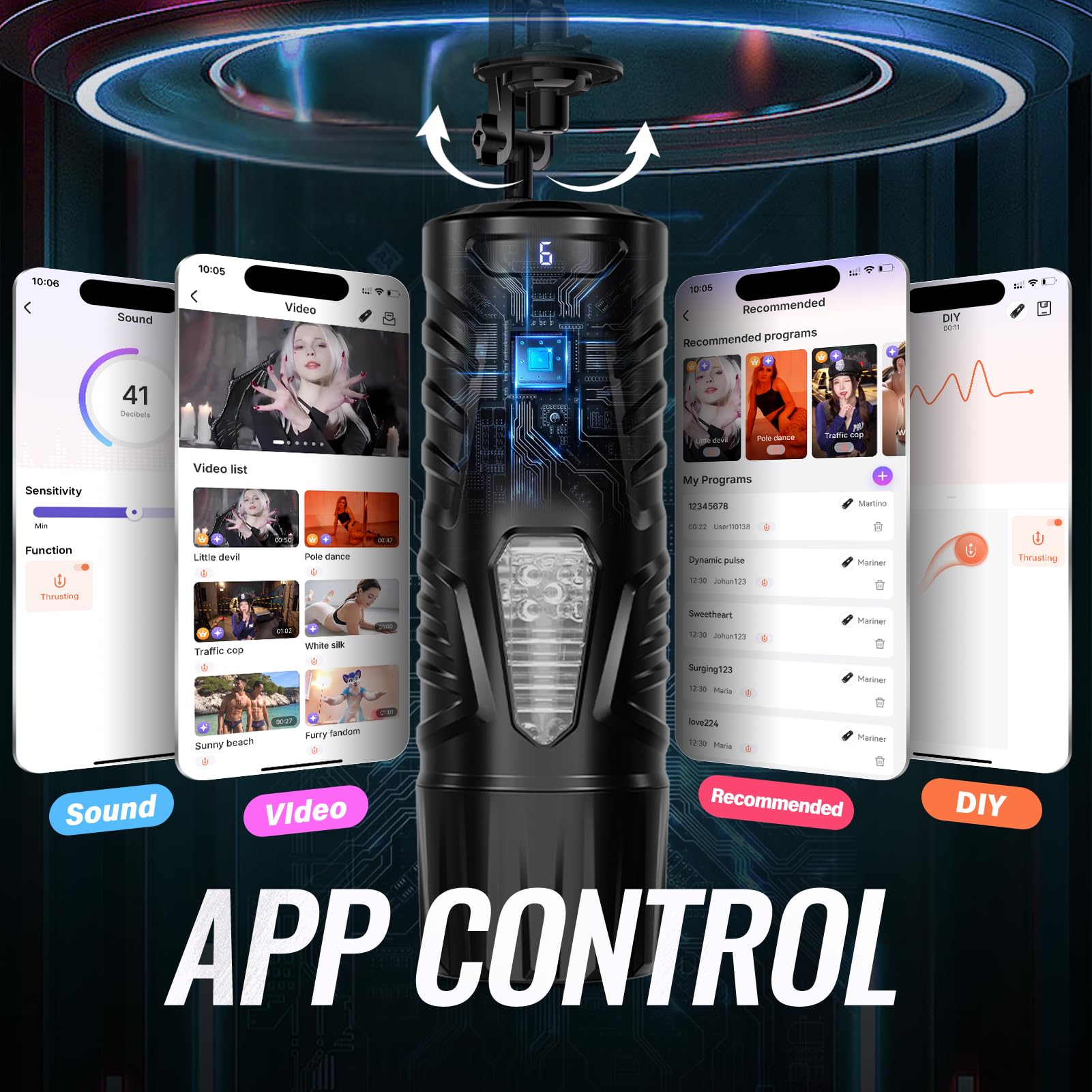 EINSEO AI Sync Male Masturbator Sex Toys for Men - Adult Toy Male Sex Toys with 7 Thrusting & 7 Rotating Modes, Pocket Pussy Hands Free Sex Machine LCD Display with Visual Window & Mounting Base: Handle