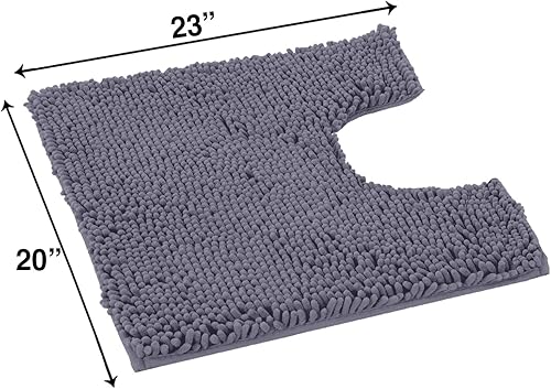 Miniatura 2 de LuxUrux Tapete de baño gris oscuro, tapete contorneado en forma de U para alrededor del inodoro, alfombra de baño súper absorbente, peluda. Fácil de