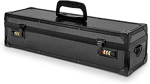 Aluminum Hard Case Knife Organizer with Dual Combination Locks, 8 Slots, Portable, Black