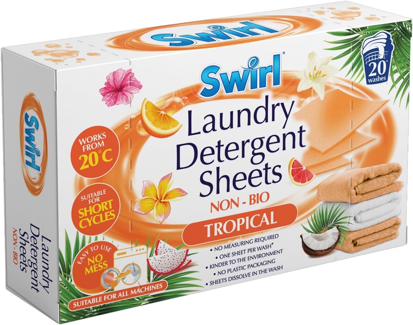 Ozmoint Scented Laundry Detergent Sheets Non-Bio | 20 Washes Available in Fresh Clean & Tropical (Tropical)