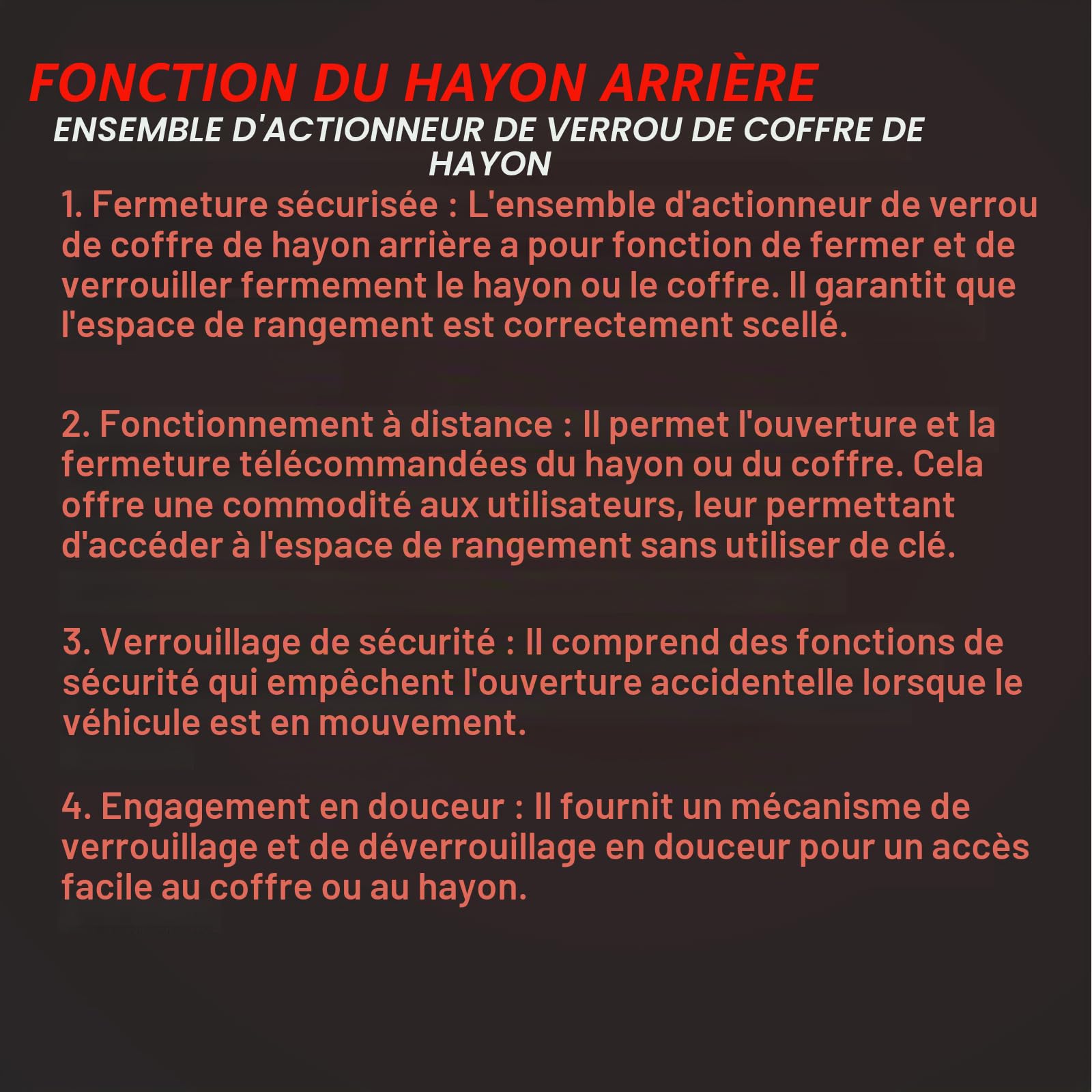 Serrure de Hayon de Remplacement Pour Classe GL/M/R X164 W164 X164 W251 GL320 GL350 ML420 ML450 R550 R63 AMG Accessoires Automobiles Pièce# 1647400300 1647400735 1647400035