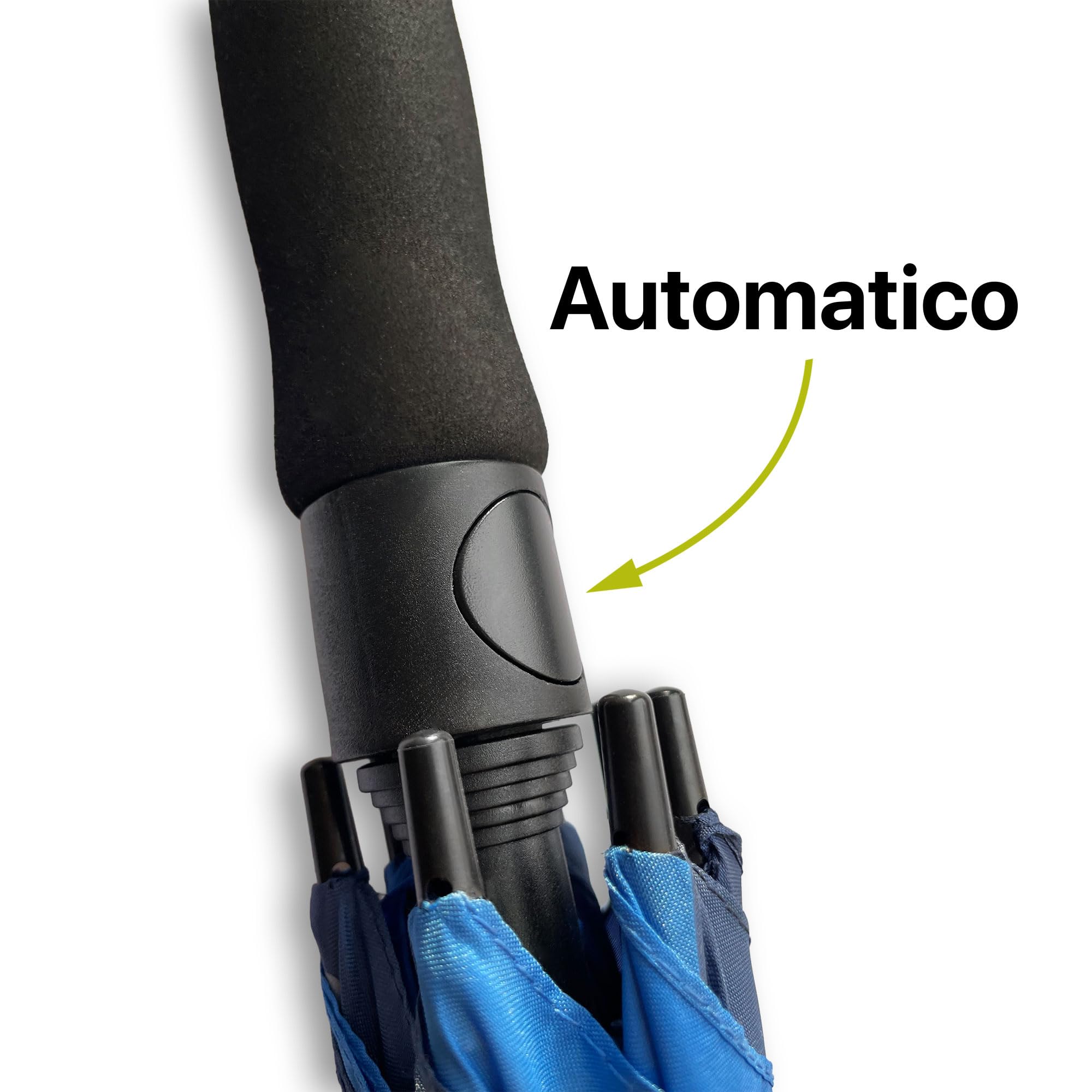 Jumbo Ombrello Lungo Automatico Maxi Golf, Antivento con Stecche in Fiberglass, Impugnatura in Neoprene, Diametro Extra Large 139 cm, Struttura Resistente per Pioggia e Vento