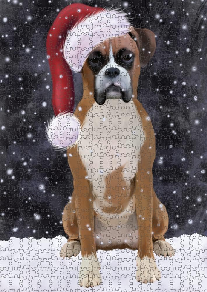 Let it Snow Boxer Dog Jigsaw Puzzle for Adults - Animal Printed Interlocking Puzzle Game Artwork - Gift for Dog Lover's -1000 Pcs 29.5"x19.7", PZLE62482
