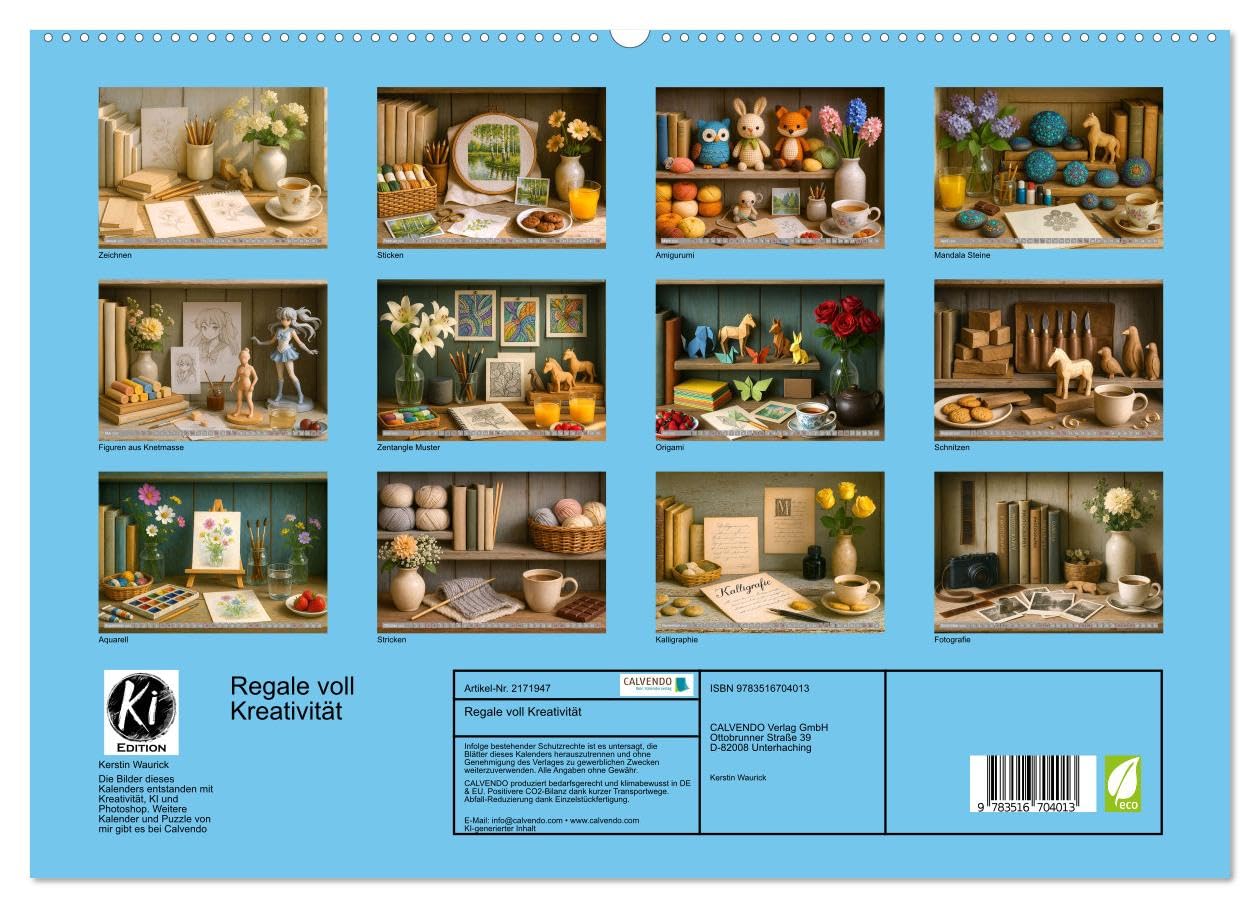 Regale voll Kreativität (hochwertiger Premium Wandkalender 2026 DIN A2 quer), Kunstdruck in Hochglanz: Regale voller Handwerk, Leben, Geschichten und kleiner Wunder (CALVENDO Hobbys)