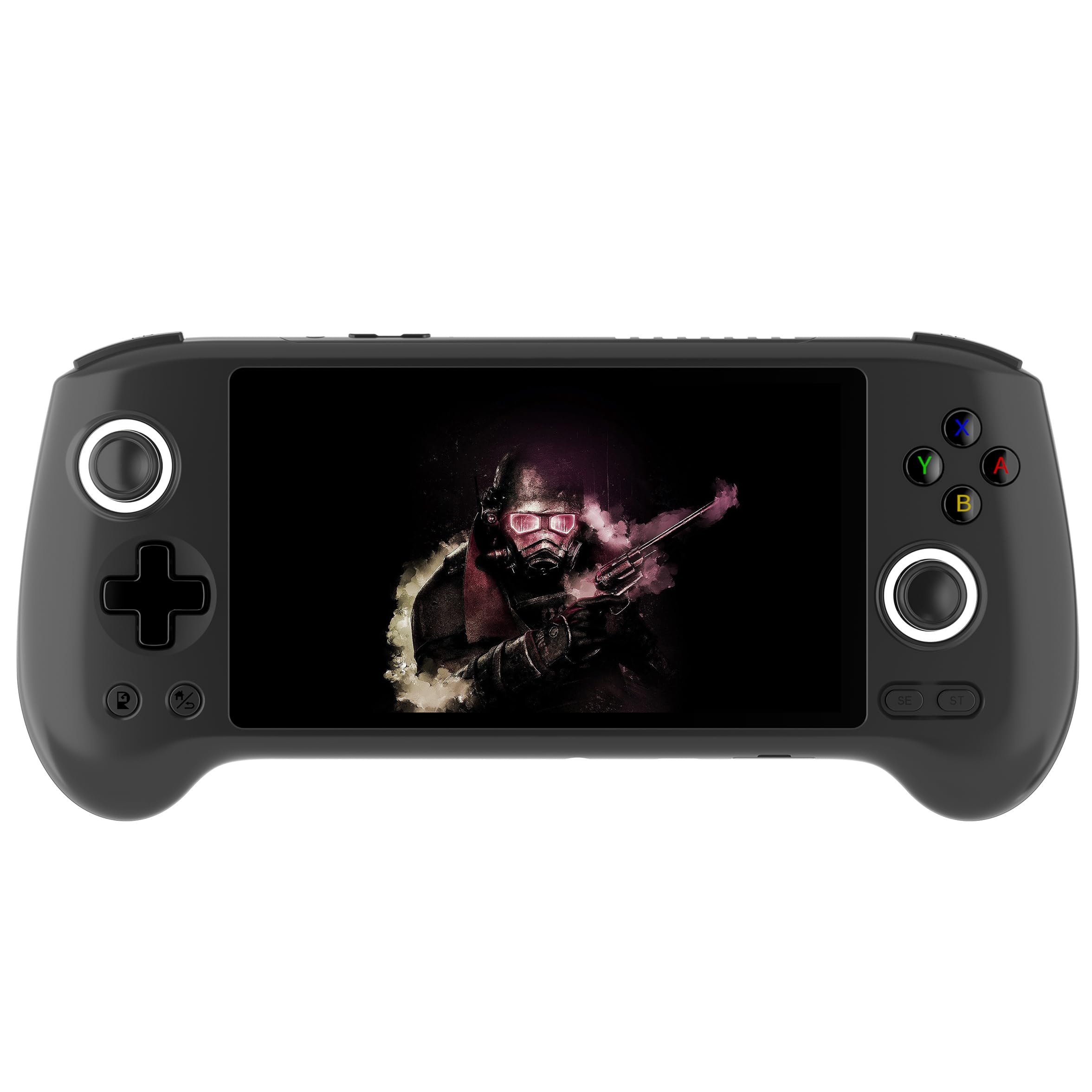 QUJUSO RG556 5.48 Inch Retro Portable Game Console AMOLED Unisoc T820 Android 13 OS Touch Screen 8GB LPDDR4X Built-in 128G + 256G SD Card Black Player