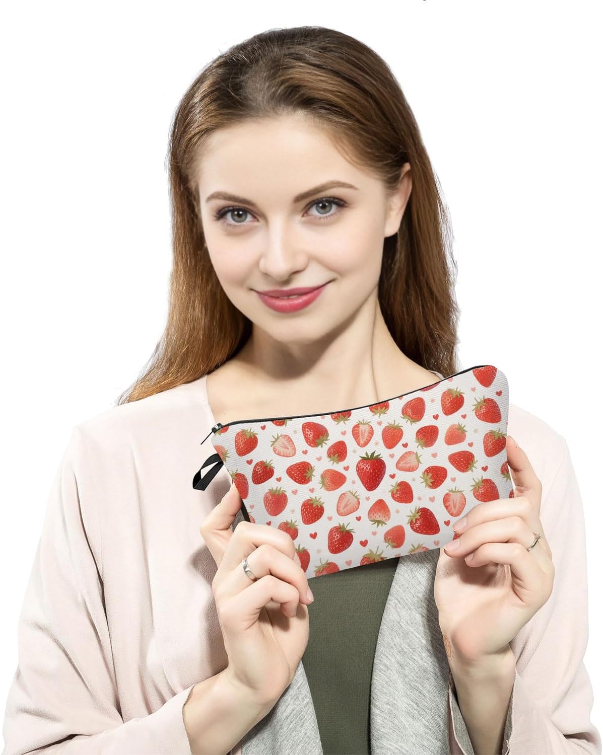 Strawberry Print Small Cosmetic Bag -2 image 3