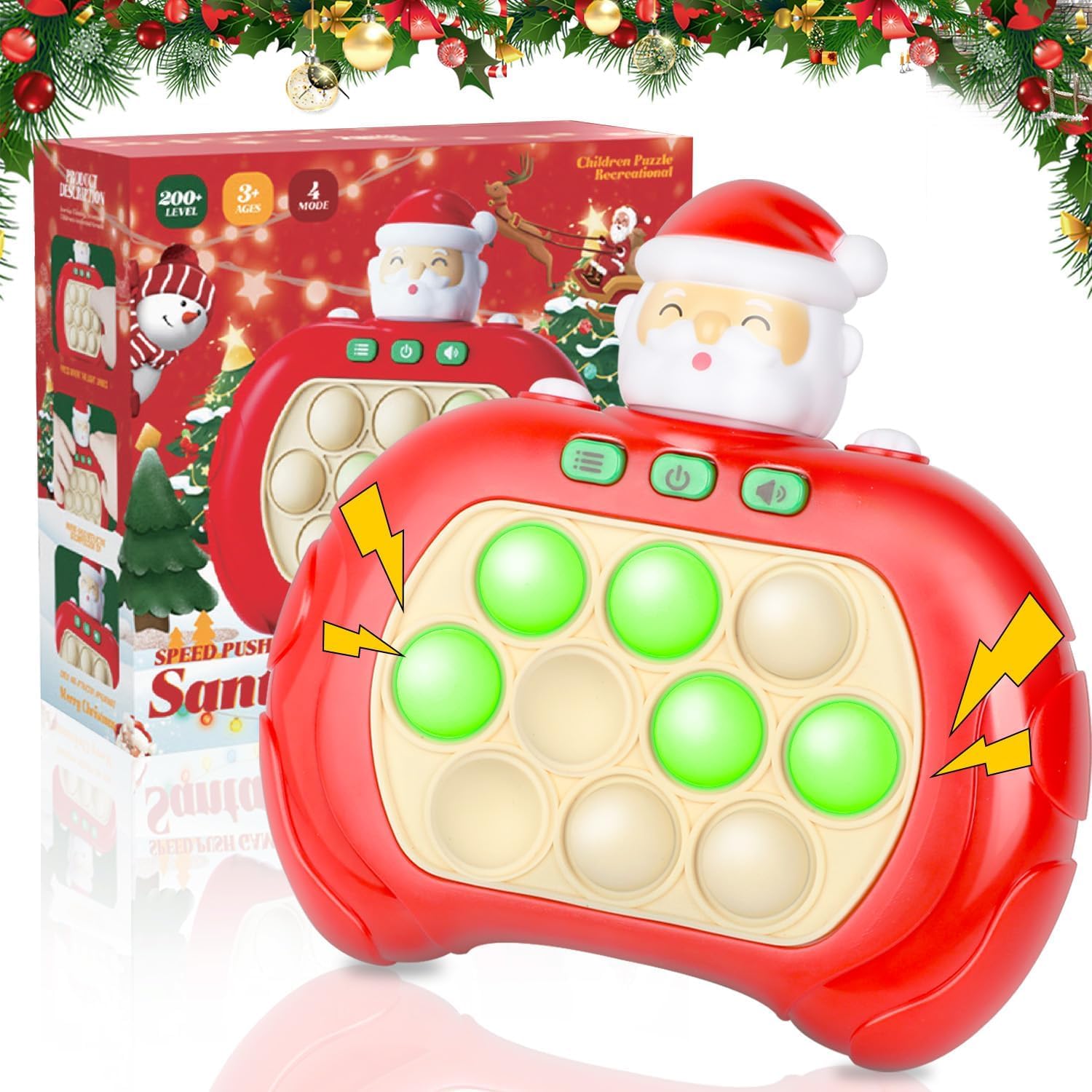 TODARRUN Quick Push Game Fidget Toys for Kids 3-12 Years Old,Pop Game Handheld Bubble Game Console Light up Pop Game Sensory Fidget Toys for Boys and Girls Birthday Gift, JH-007