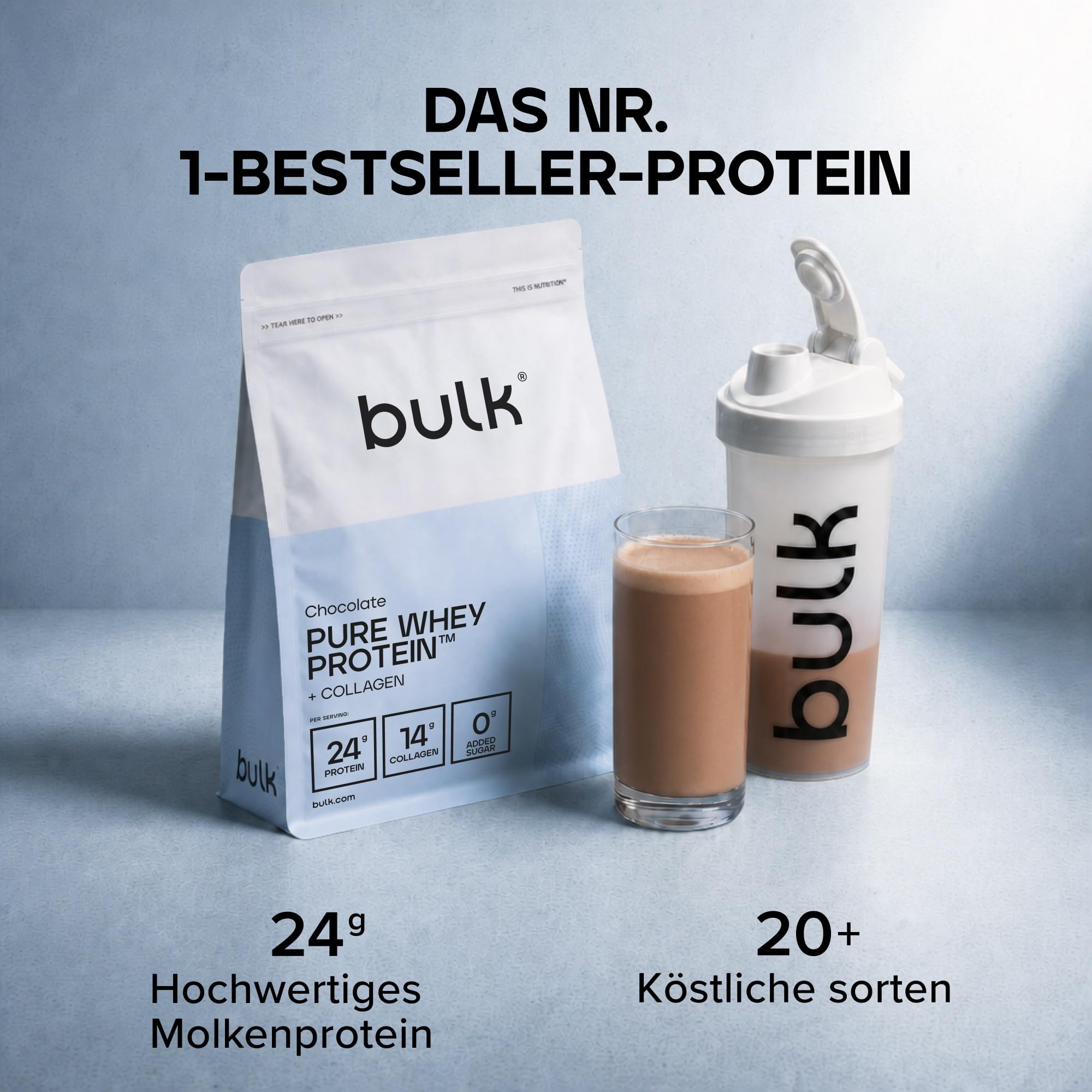 Bulk Pure Whey Protein + Kollagen, Schokolade, 2kg