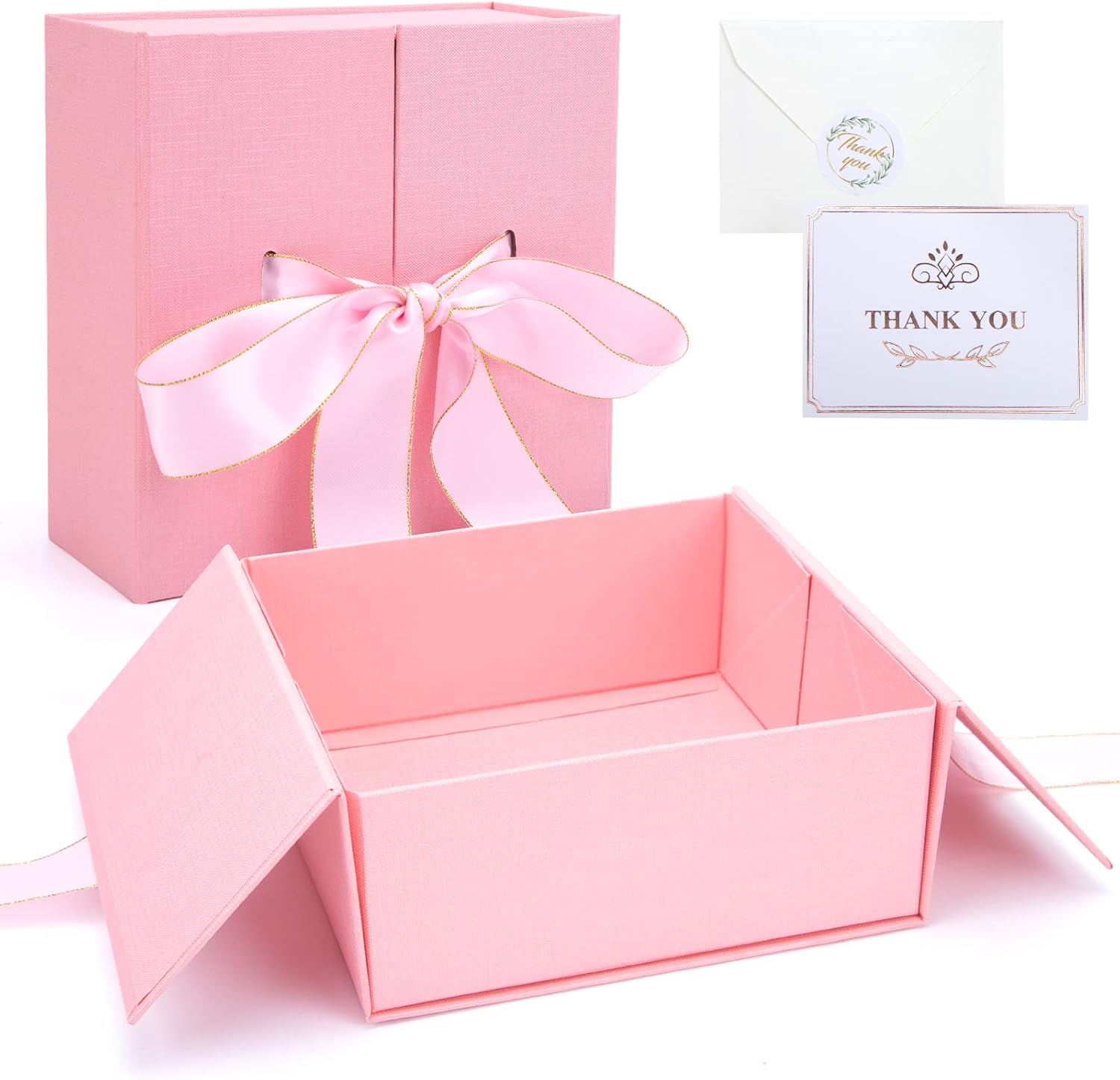 JOHOUSE Pink Gift Box, 8inch Large Gift Box with Lid Ribbon