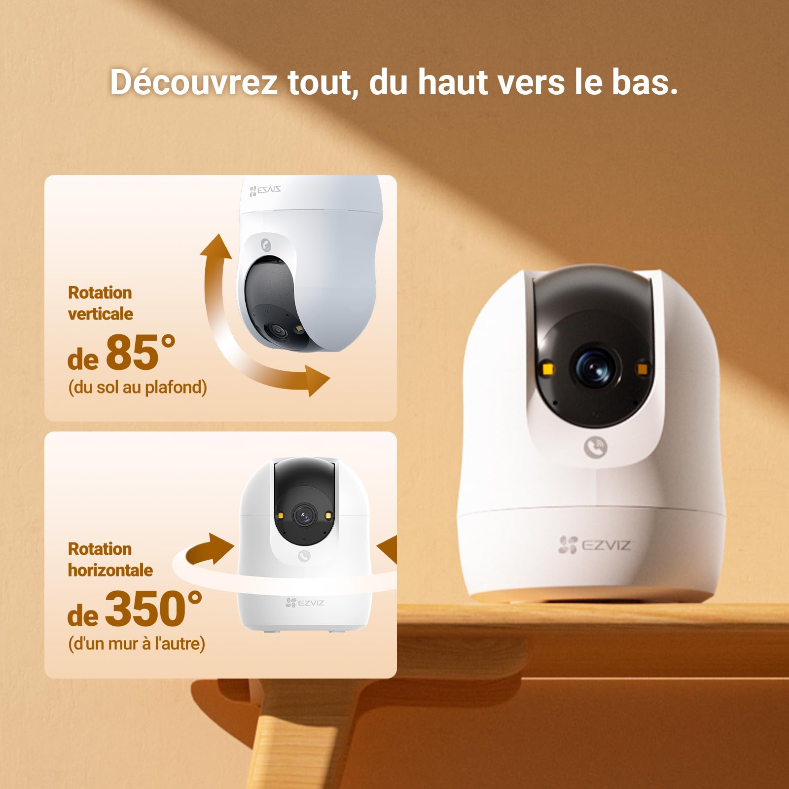 EZVIZ C6N G1 4K Caméra Surveillance WiFi Intérieure 360° Vision Nocturne Couleur WDR