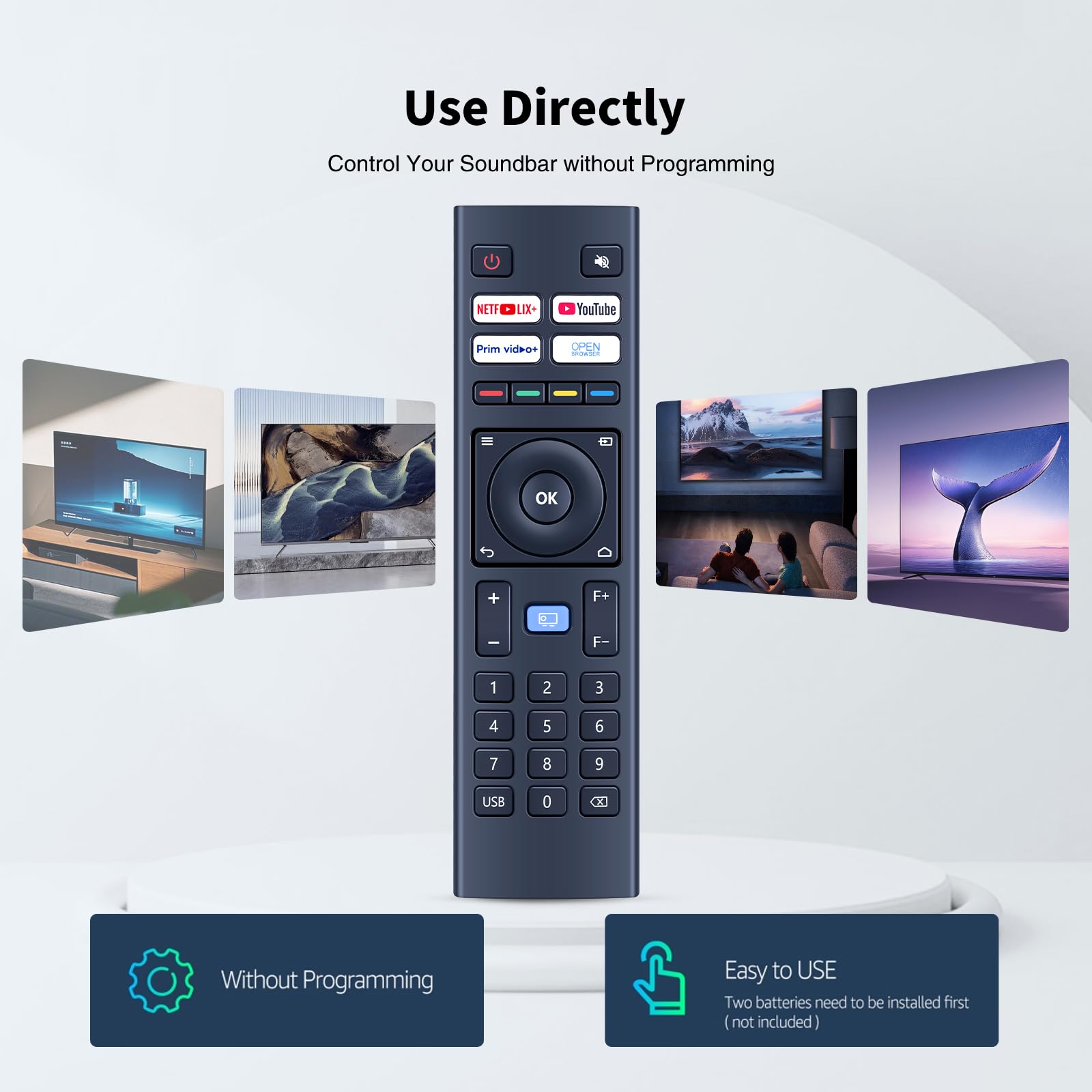 Universal Replacement Remote for MECOOL KP2 & Xiaomi Wanbo TT Compatible with Blitzwolf BW-V6, WiMiUS K9, Yaber V12/U12 4K Projectors