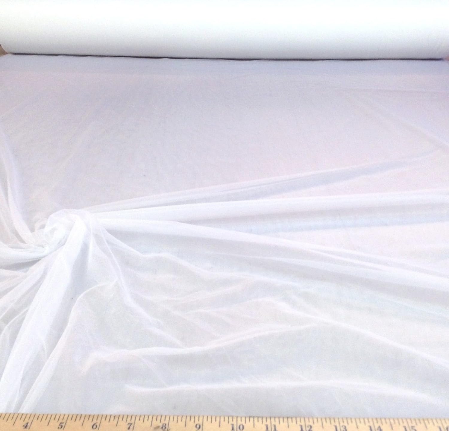 Fabric Stretch Voile White 108 inch Sheer