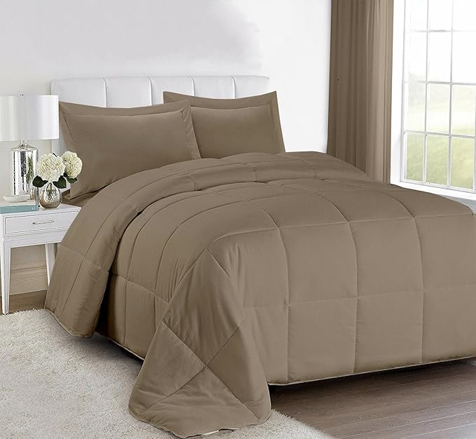 linenaffairs Comforter Blanket, 150 GSM Winter Heavy Quilt, Rajai Single Bed Super Soft Heavy Single Bed Blanket for Winter Quilt, Duvet for All Season, Taupe Solid